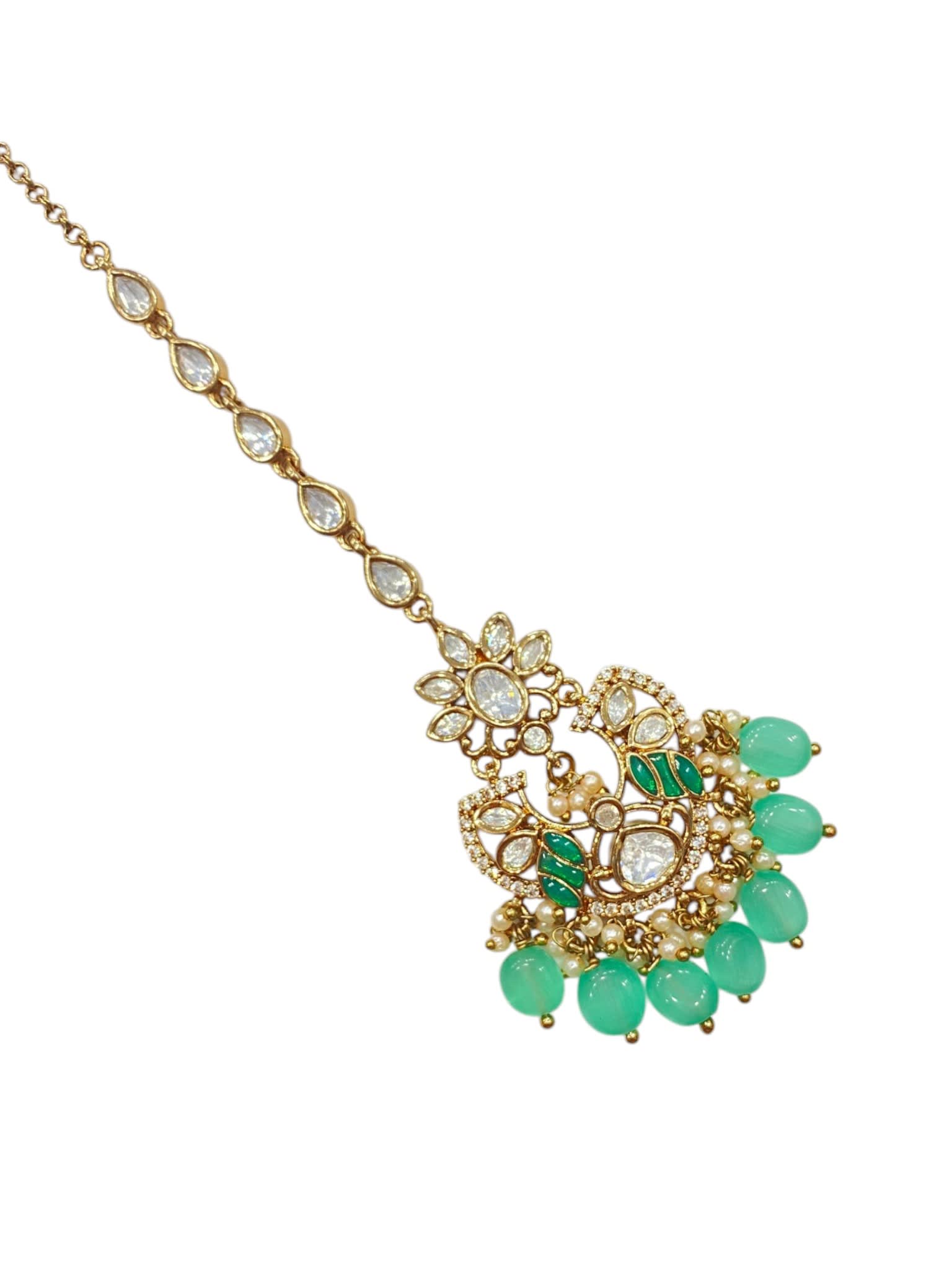 Mint Blossom Maang Tikka — handcrafted Tikka by Sirini Jewellery - back view