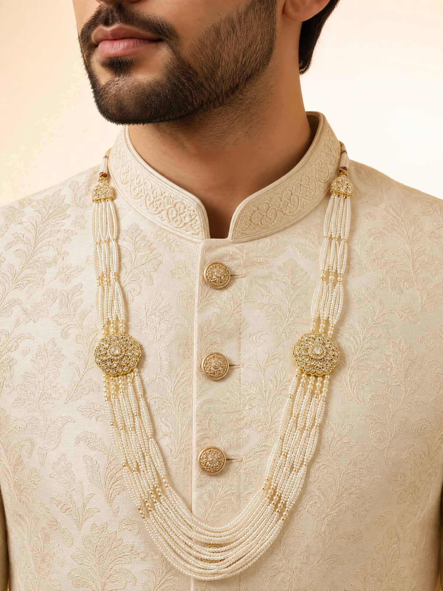 Premium multi-layer pearl design — handcrafted Groom Mala by Sirini Jewellery