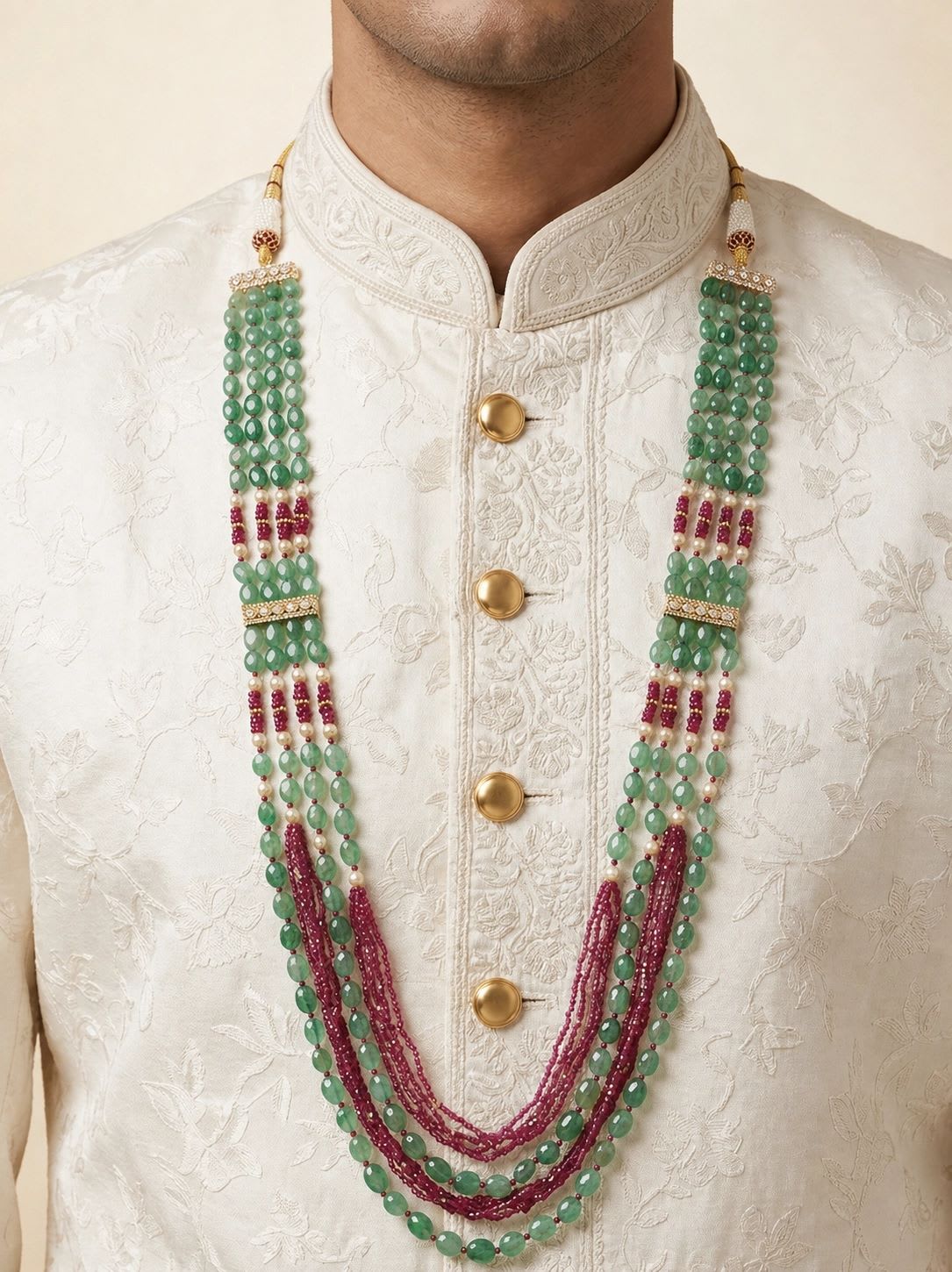Elegant Bead Kundan Mala — handcrafted Groom Mala by Sirini Jewellery