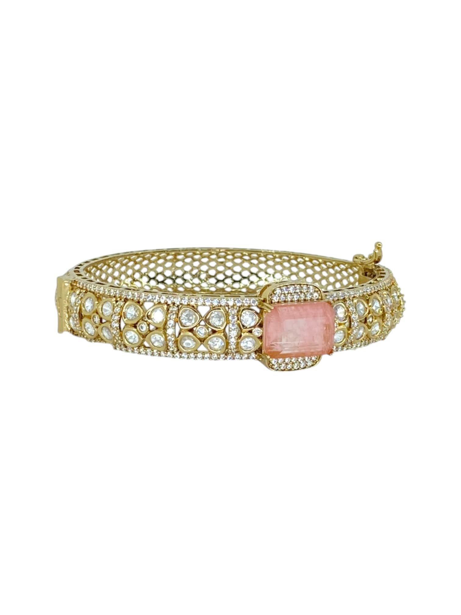 Elegant Pink Shine Kundan Kada | Mehendi Finish thumbnail 6