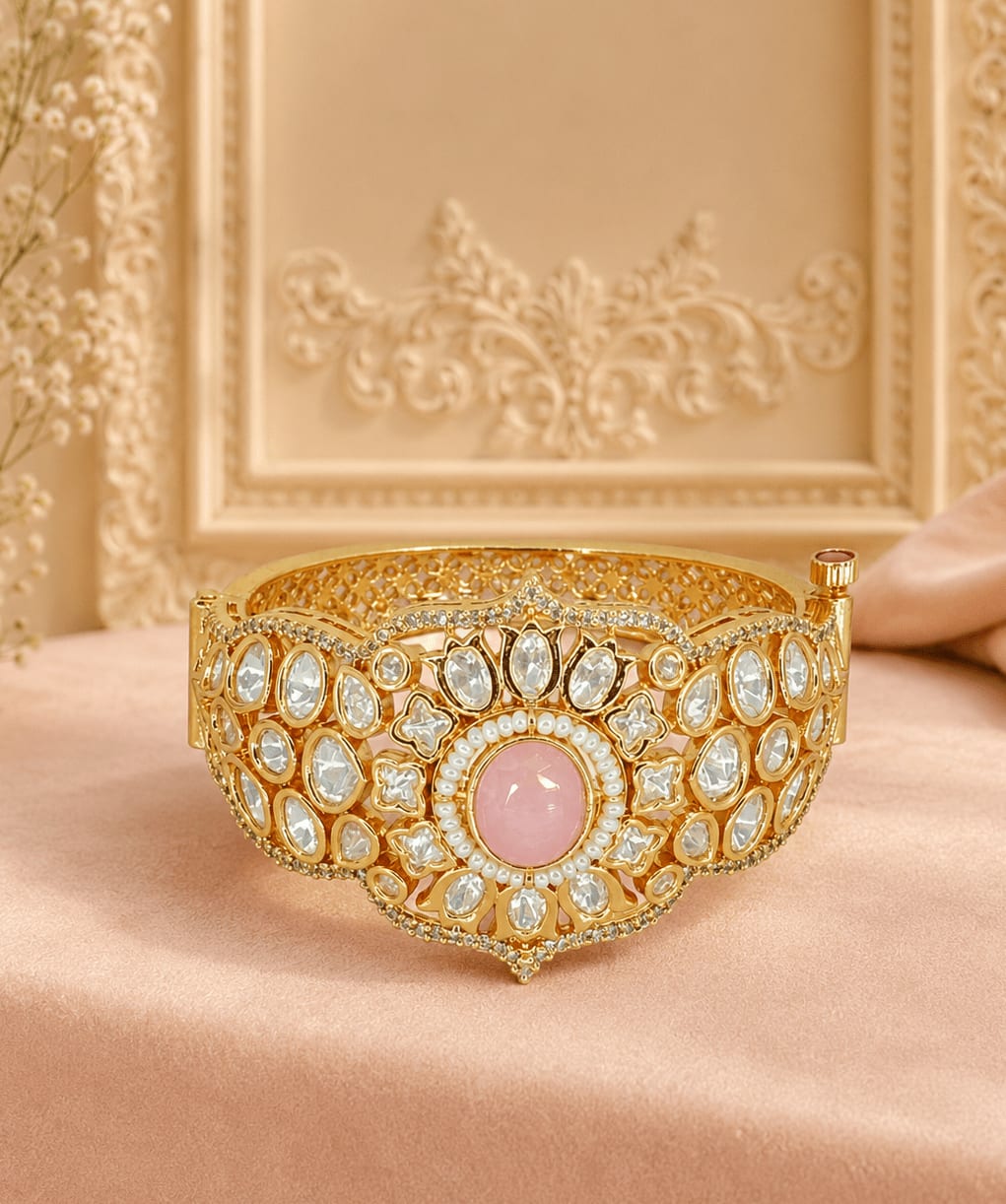 Pink Polki Royale Bracelet — handcrafted Bracelet by Sirini Jewellery - back view