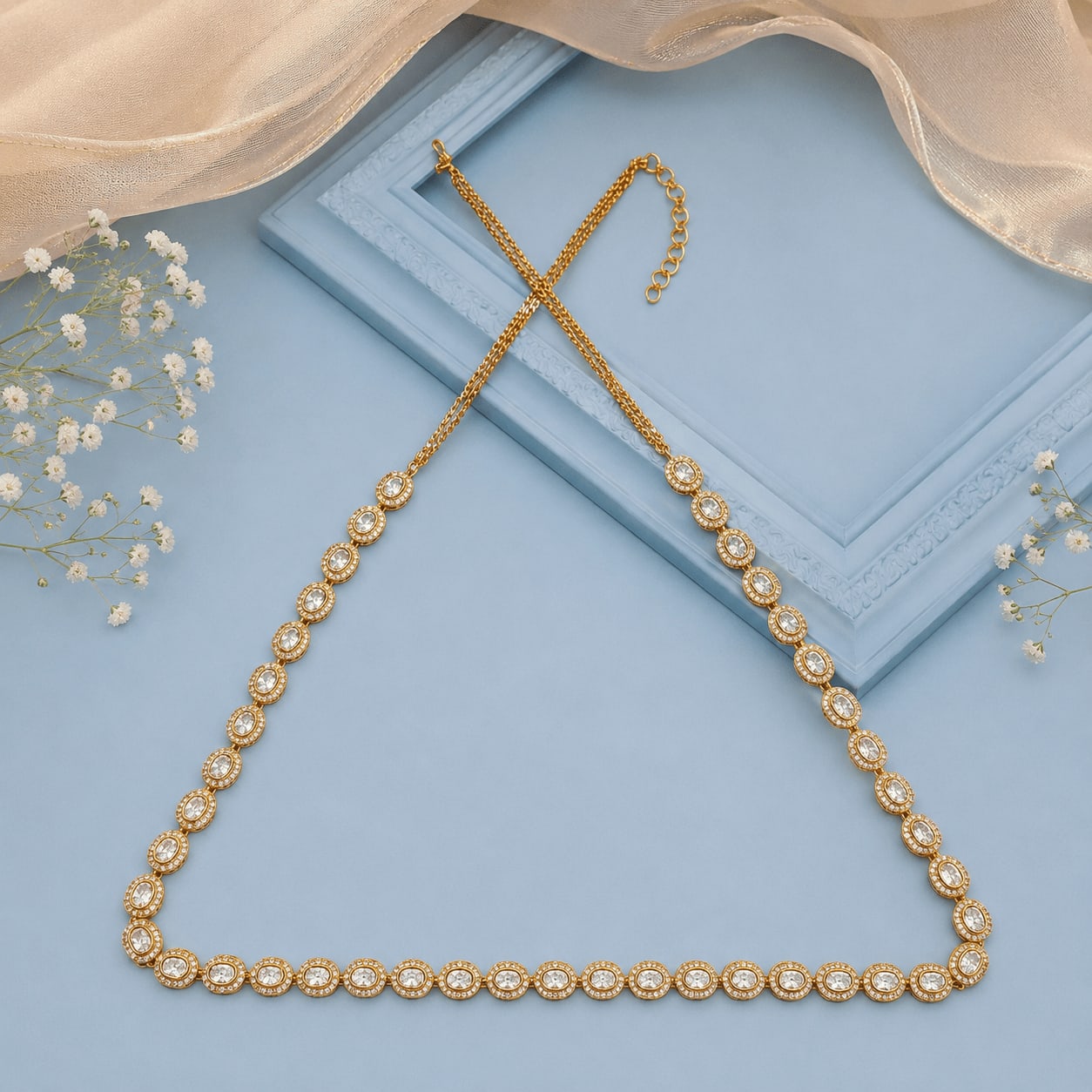 Classic Oval White Kundan Belt — handcrafted Belt by Sirini Jewellery