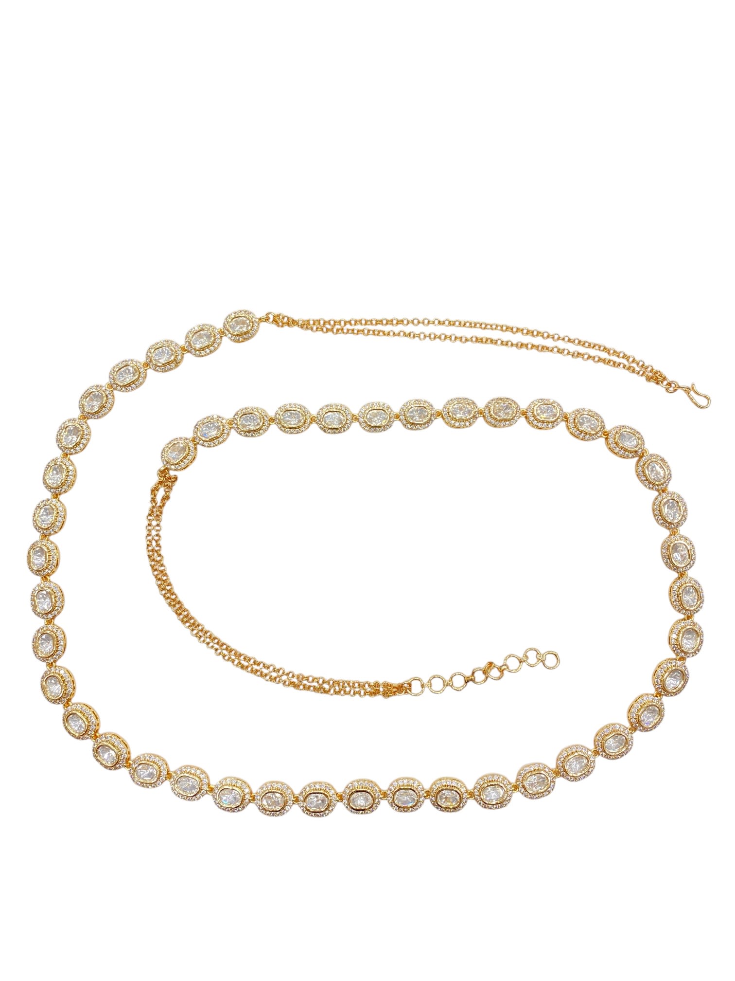 Classic Oval White Kundan Belt — handcrafted Belt by Sirini Jewellery - back view