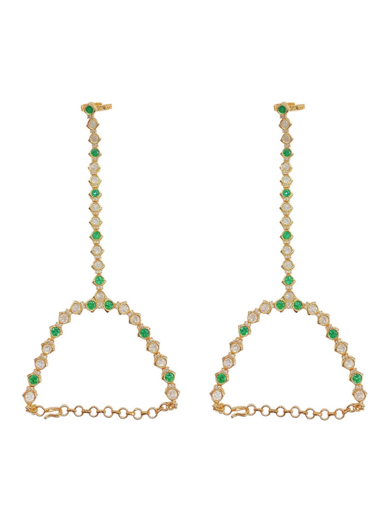 Emerald Elegance Kundan Hathphool — handcrafted Hathpaan by Sirini Jewellery - back view