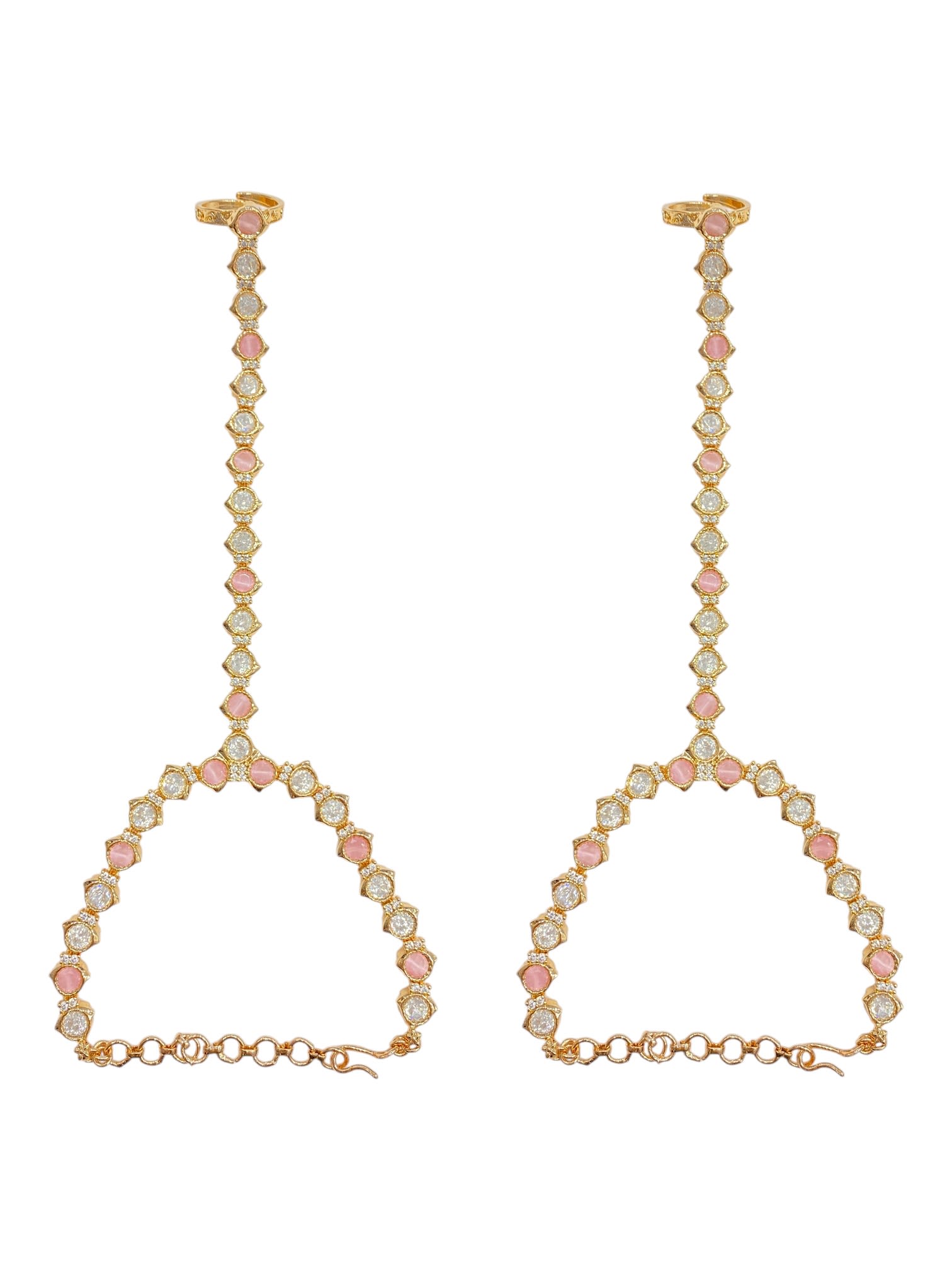 Pink Elegance Kundan Hathphool — handcrafted Hathpaan by Sirini Jewellery - back view
