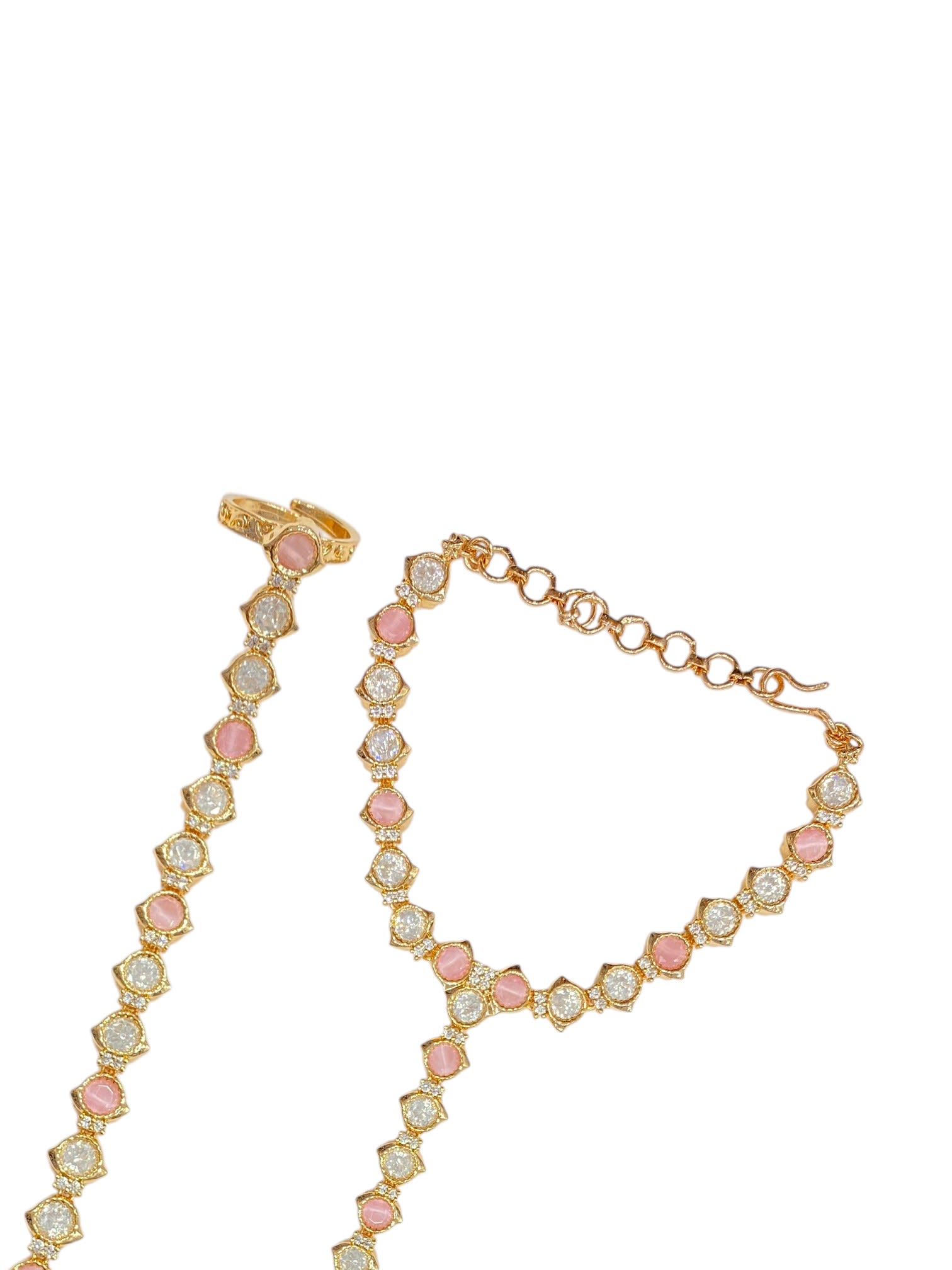 Pink Elegance Kundan Hathphool thumbnail 3