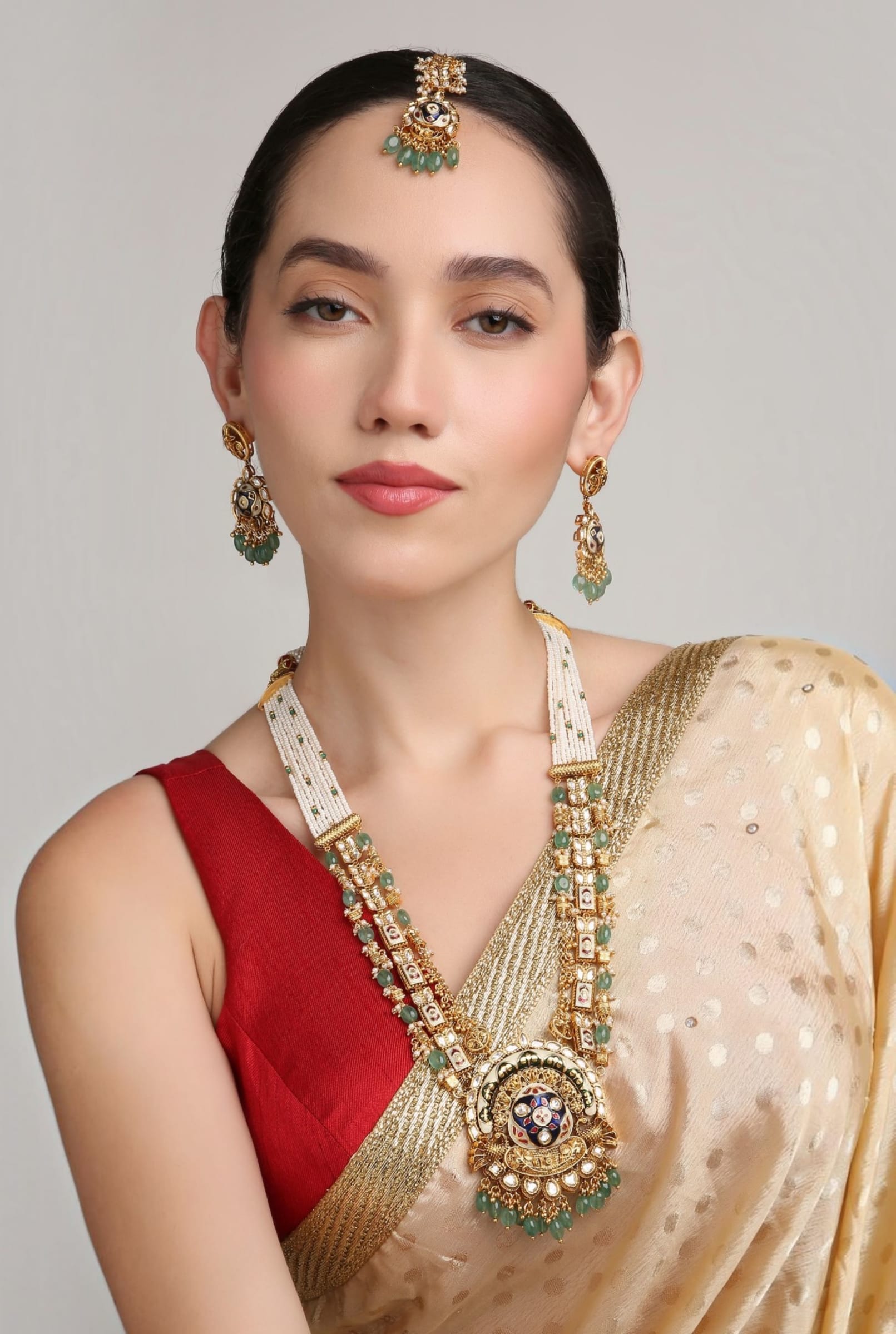 Vivaah Antique Gold Polki Haar — handcrafted Long Sets by Sirini Jewellery