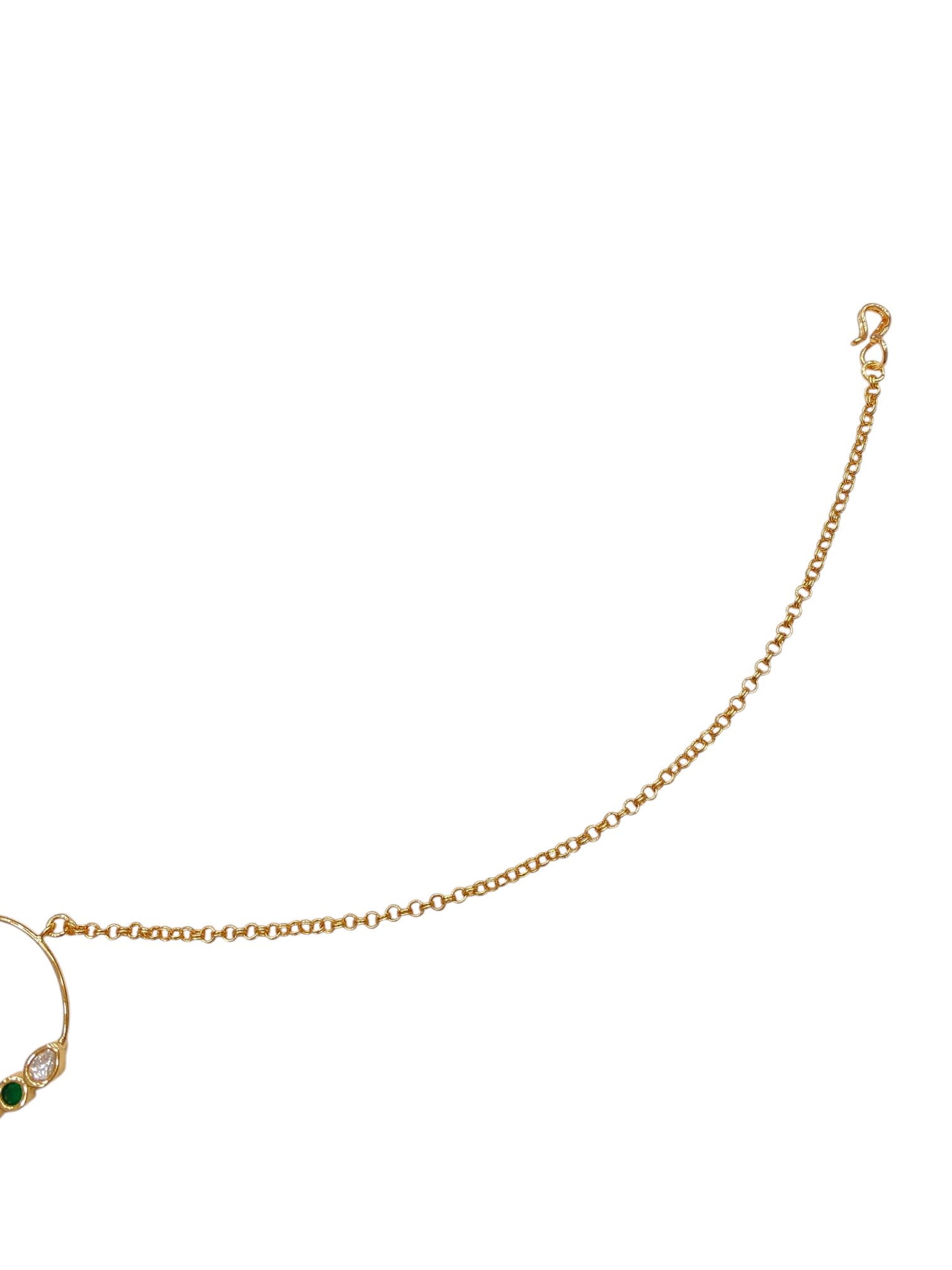 Tradition Touch Green Kundan 1.5inch Nose Ring thumbnail 3