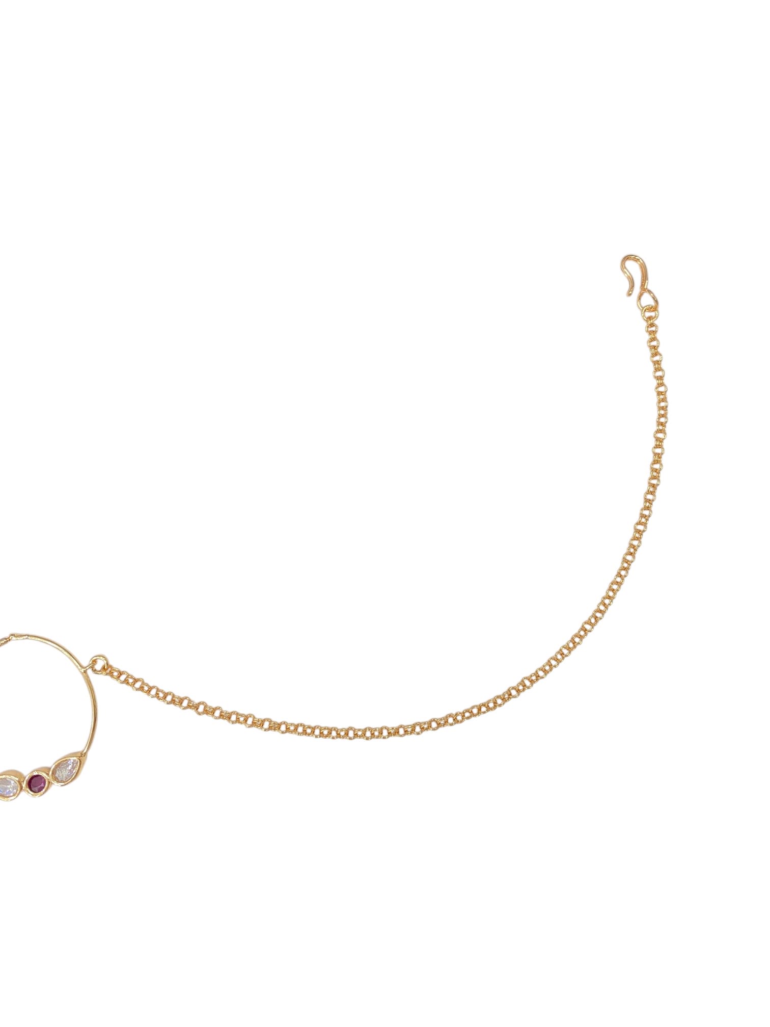 Tradition Touch Ruby Kundan 1.5inch Nose Ring thumbnail 3