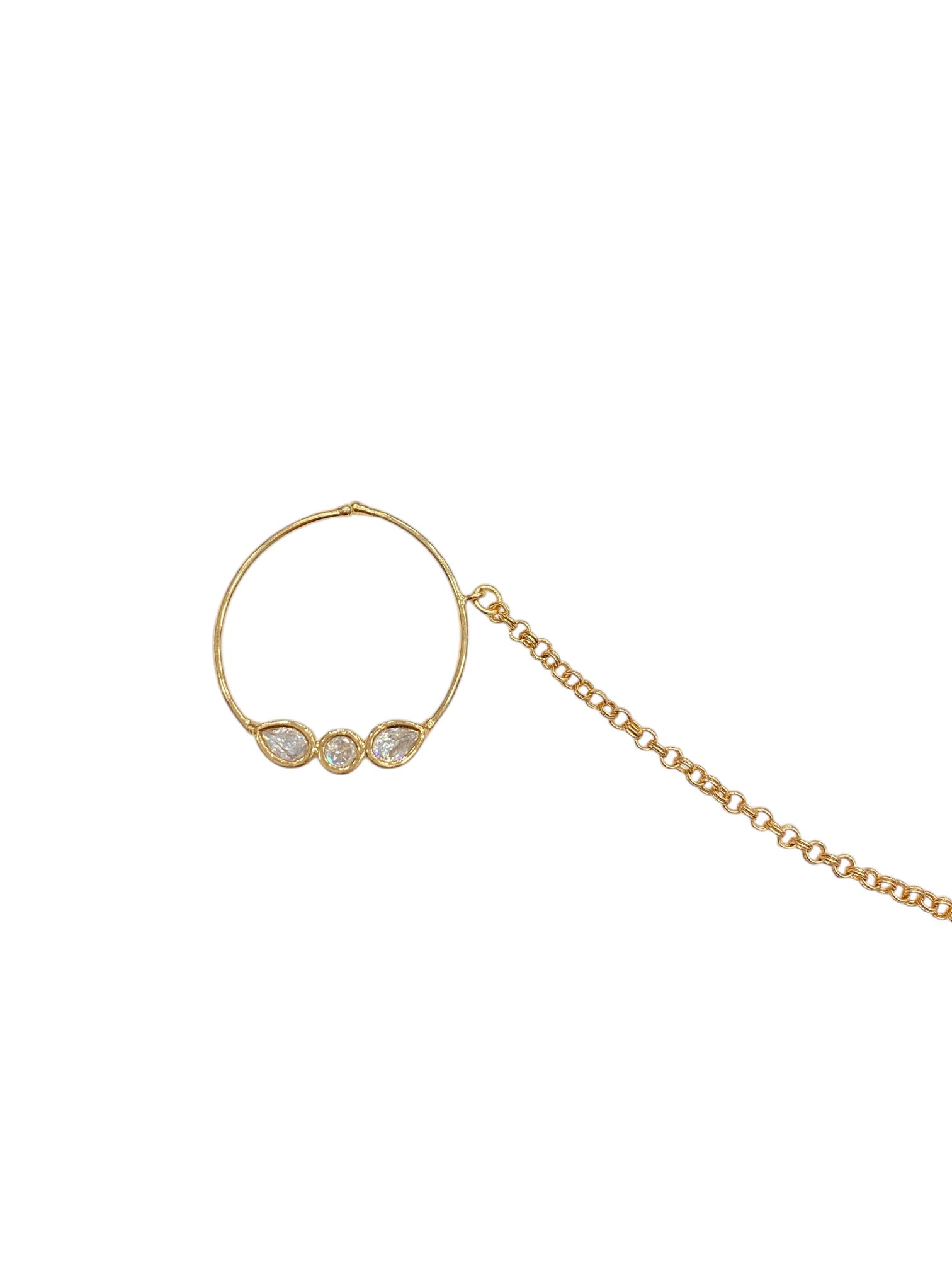 Tradition Touch White Kundan 1.5inch Nose Ring — handcrafted Nose Ring (Nath) by Sirini Jewellery - back view