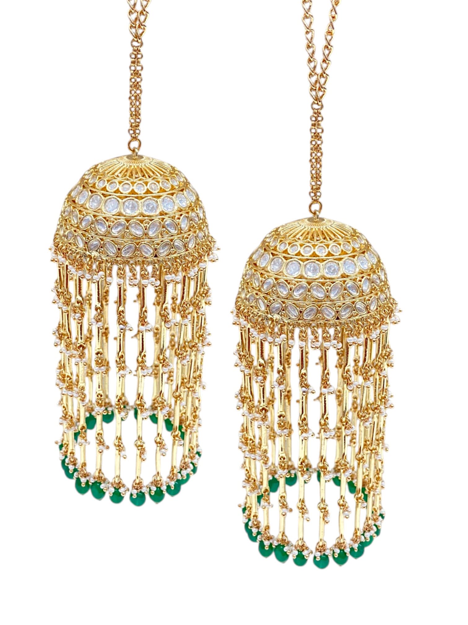 Maharani Emerald Stone Kundan Kalira — handcrafted Kalira by Sirini Jewellery - back view