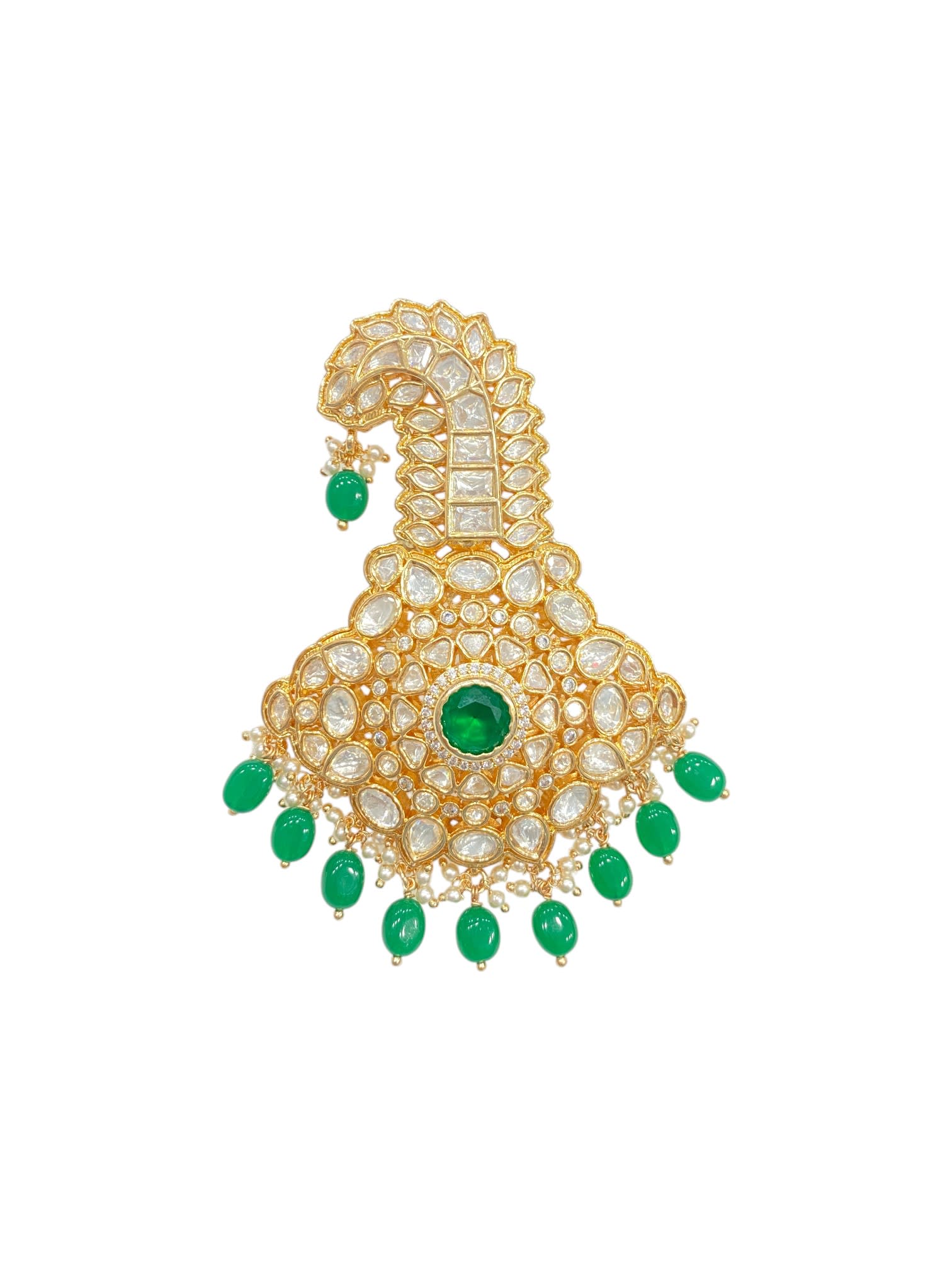 SIRINI Traditional Glorious Flower Green Kundan Pagdi Wedding Safa Kalgi thumbnail 2