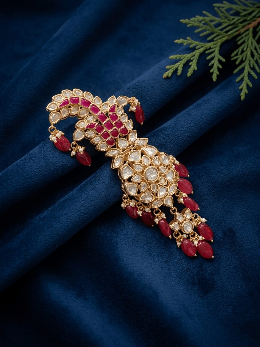 SIRINI Mughal Style Ruby Kundan Kalangi — handcrafted Kalgi by Sirini Jewellery