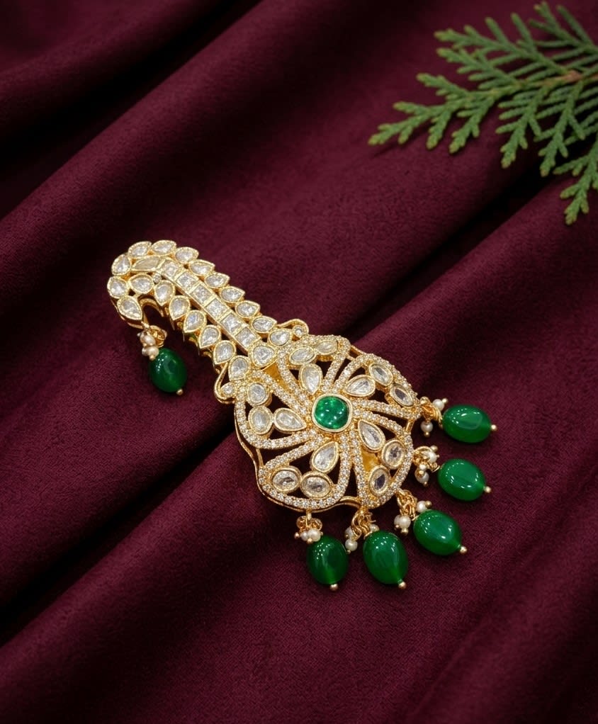 SIRINI Emerald Royale Kalgi — handcrafted Kalgi by Sirini Jewellery