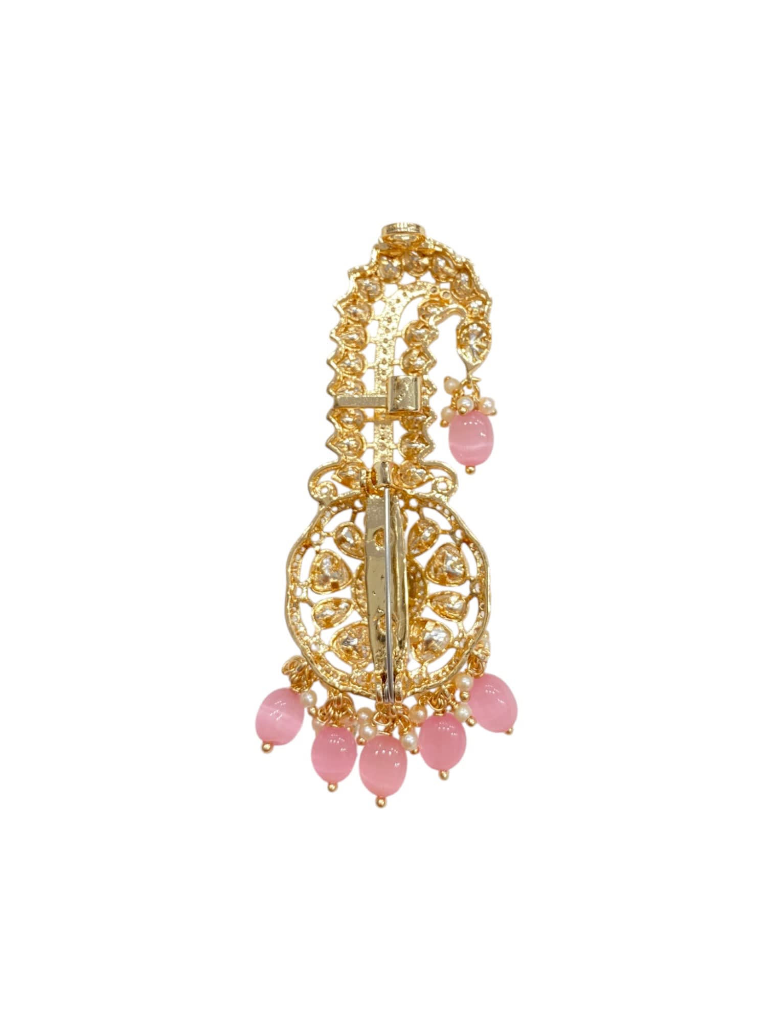 SIRINI Royal Kundan Petal With Pink Hanging Kalgi thumbnail 3