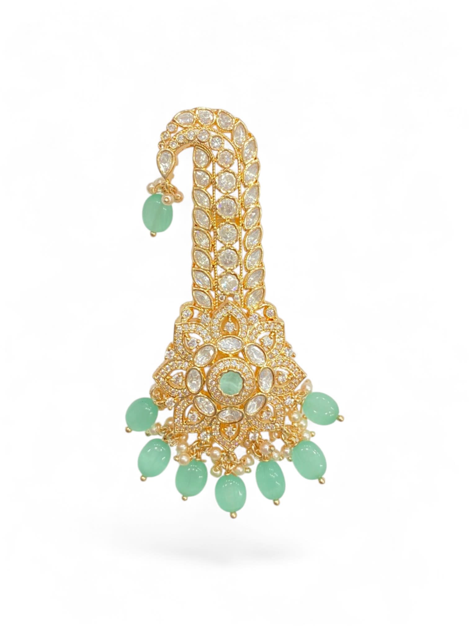 Traditional Mint Stone Studded Kalangi thumbnail 3