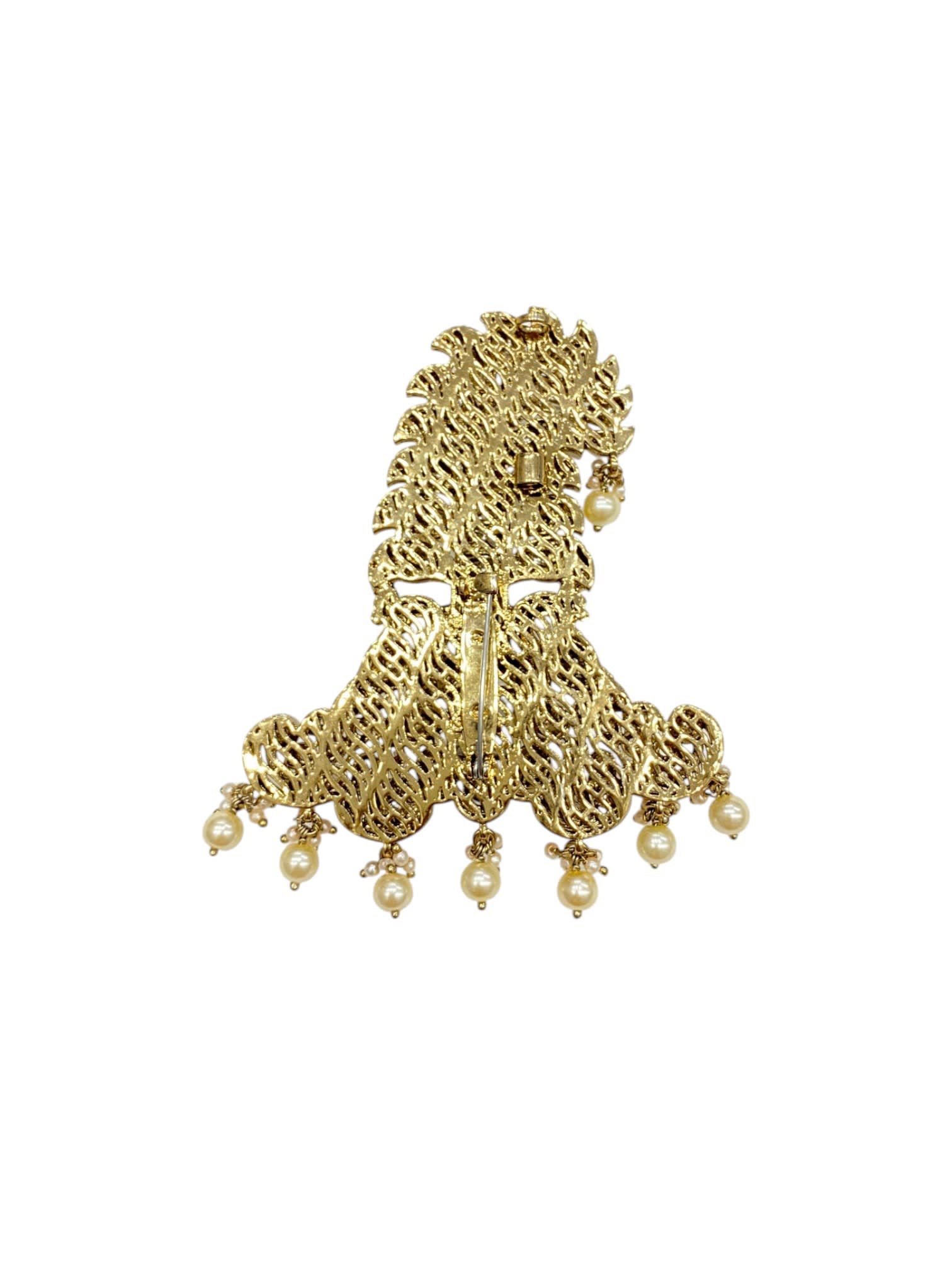SIRINI Kundan Handcrafted Maharaja Pagdi Kalgi | Antique Polish thumbnail 3