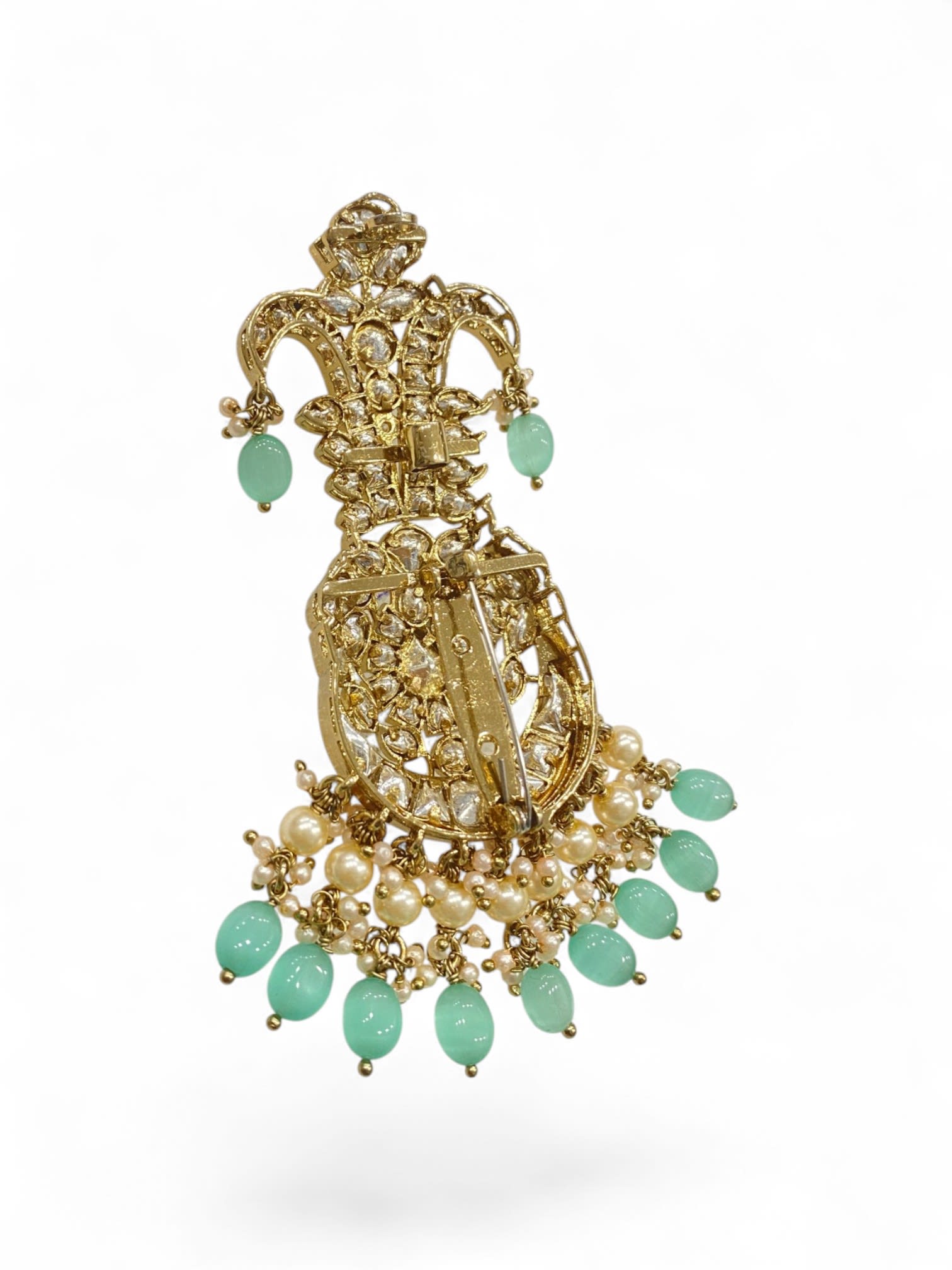 Sirini Aqua Imperial Kalgi | Antique Gold Finish thumbnail 3