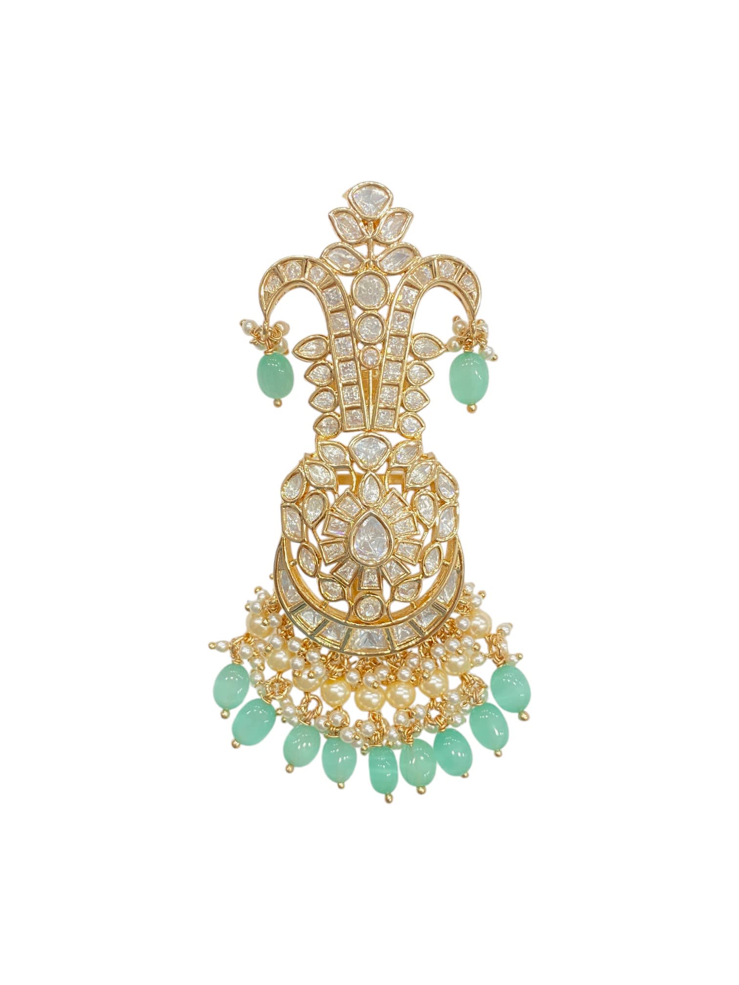 Sirini Crown of Mint Kalgi — handcrafted Kalgi by Sirini Jewellery - back view