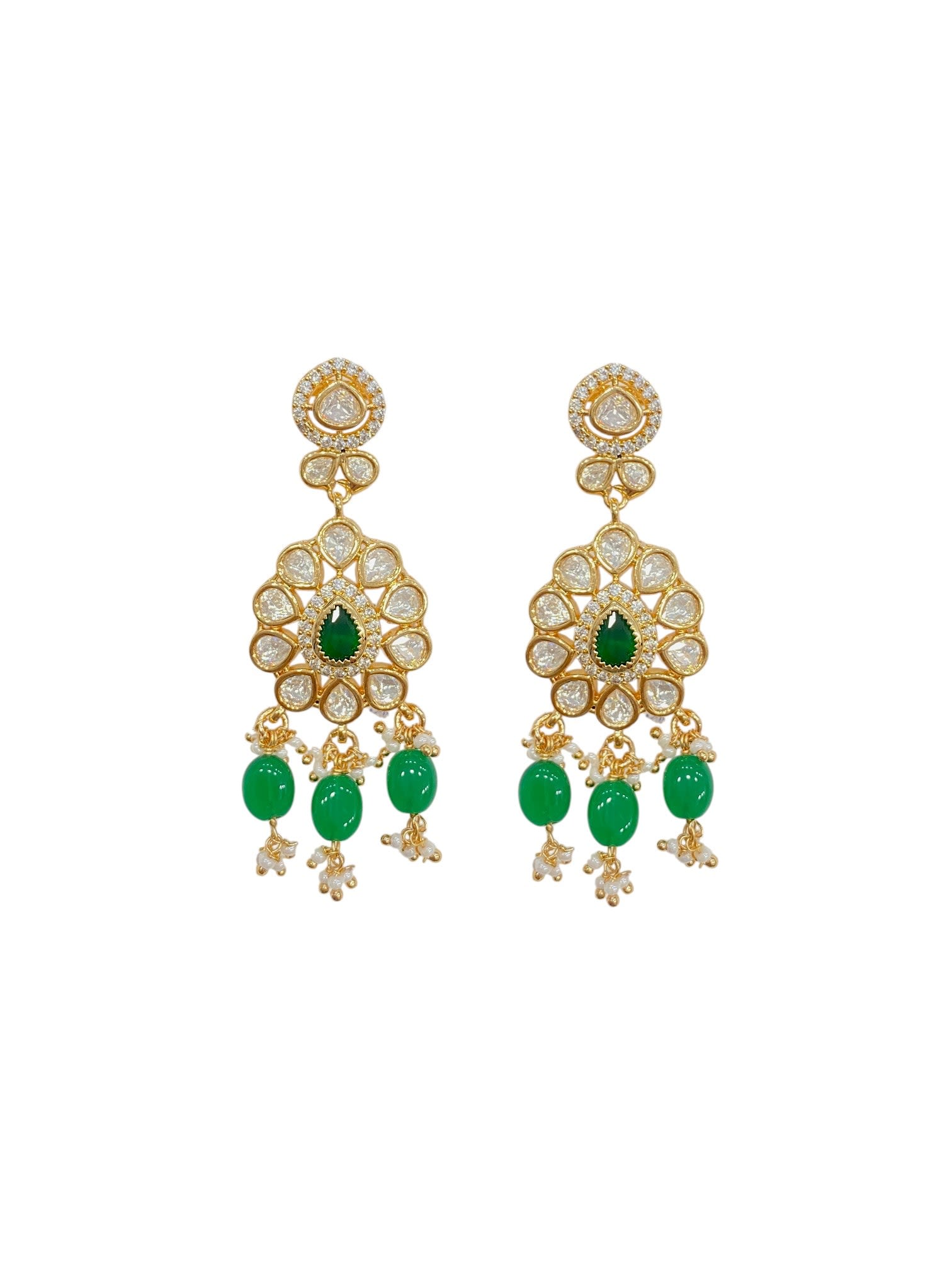 Emerald Kundan Multi-Strand Pearl Long Set thumbnail 4