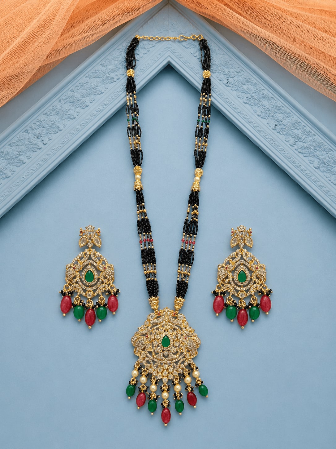 Navratna Kundan Mangalsutra Set — main view | Sirini Jewellery