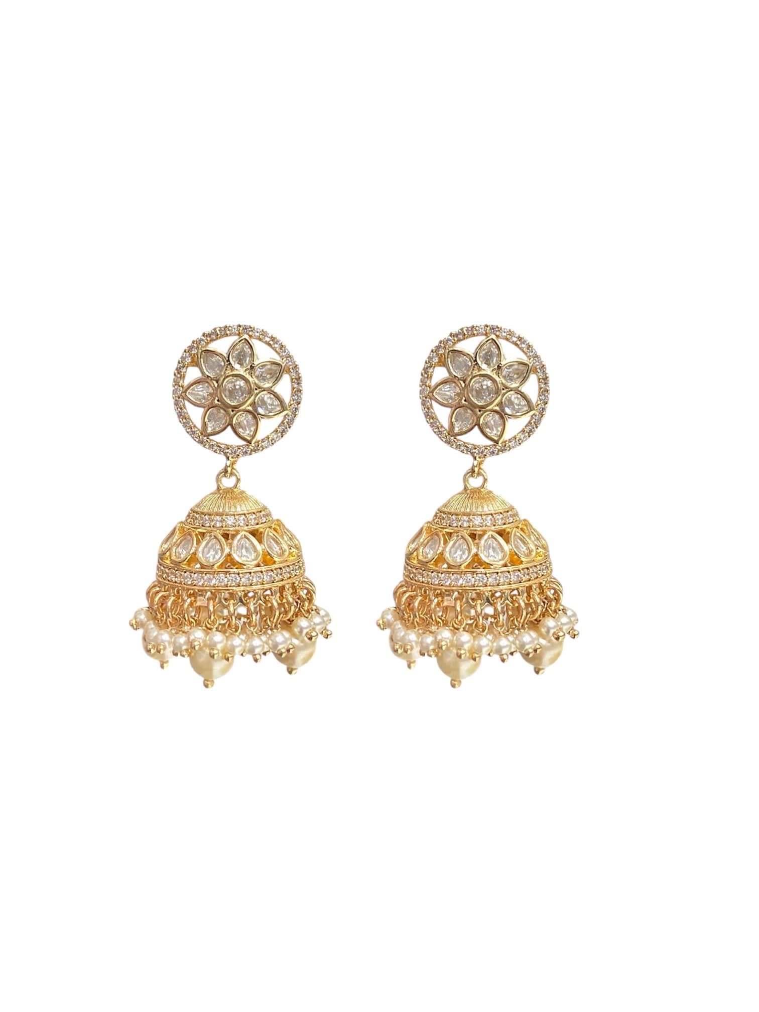 SIRINI Gold Finish Kundan Pearl Long Necklace Set thumbnail 3