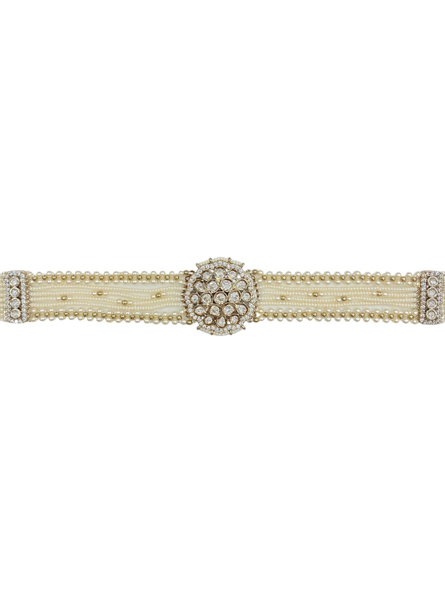Multi Pearl Strand With Kundan Centerpiece Sheeshpatti thumbnail 2