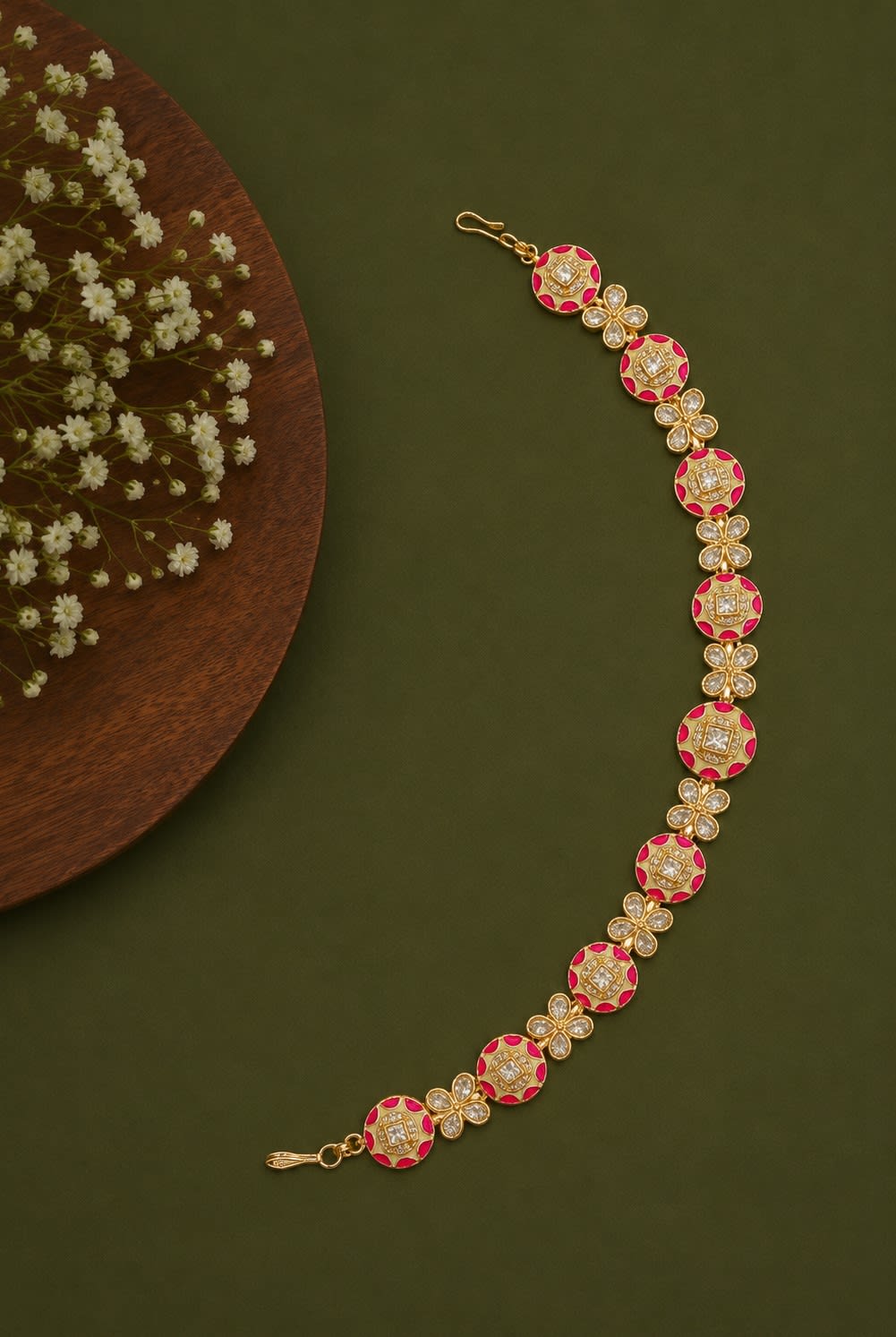 Ruby Meenakari Polki Sheesh Patti — main view | Sirini Jewellery