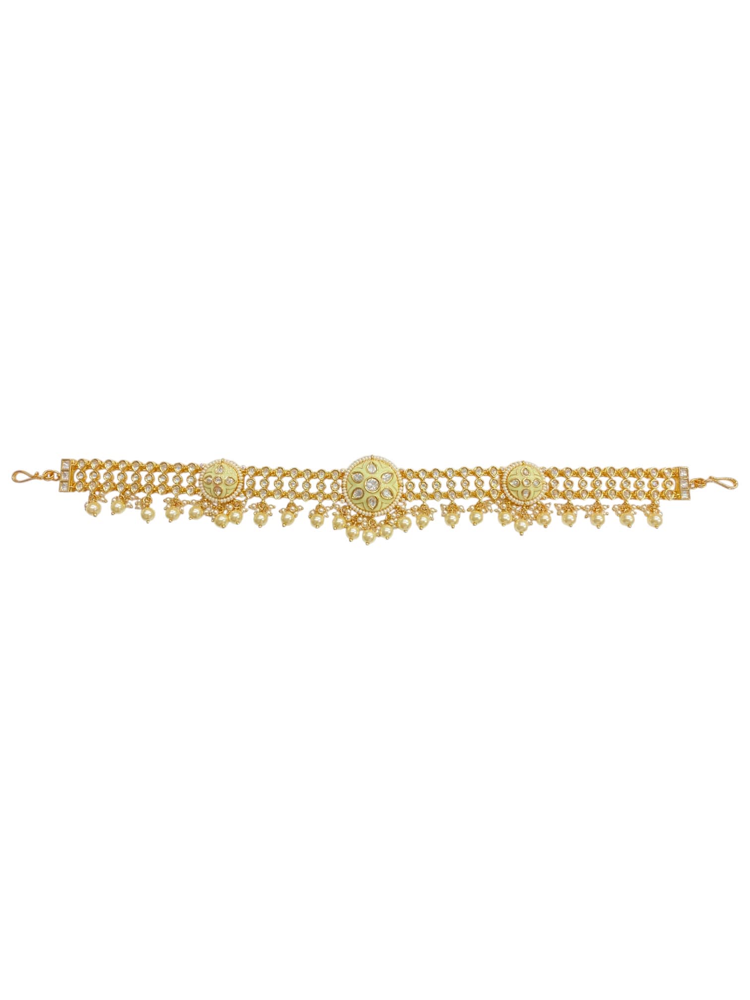 White Meenakari Pearl Polki Sheesh Patti thumbnail 3