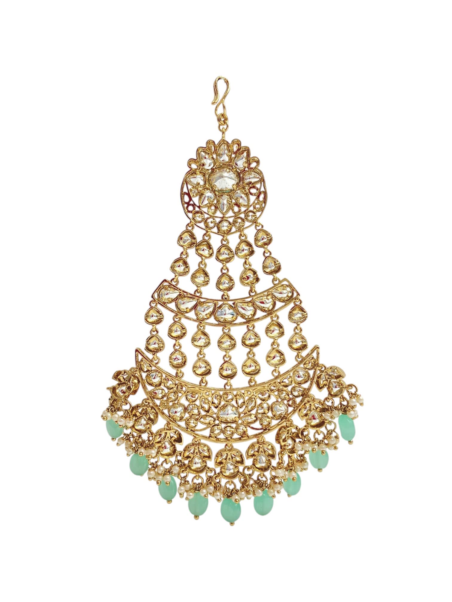 SIRINI Women's Handcrafted Mint Bead Kundan Passa | Antique Polish thumbnail 4