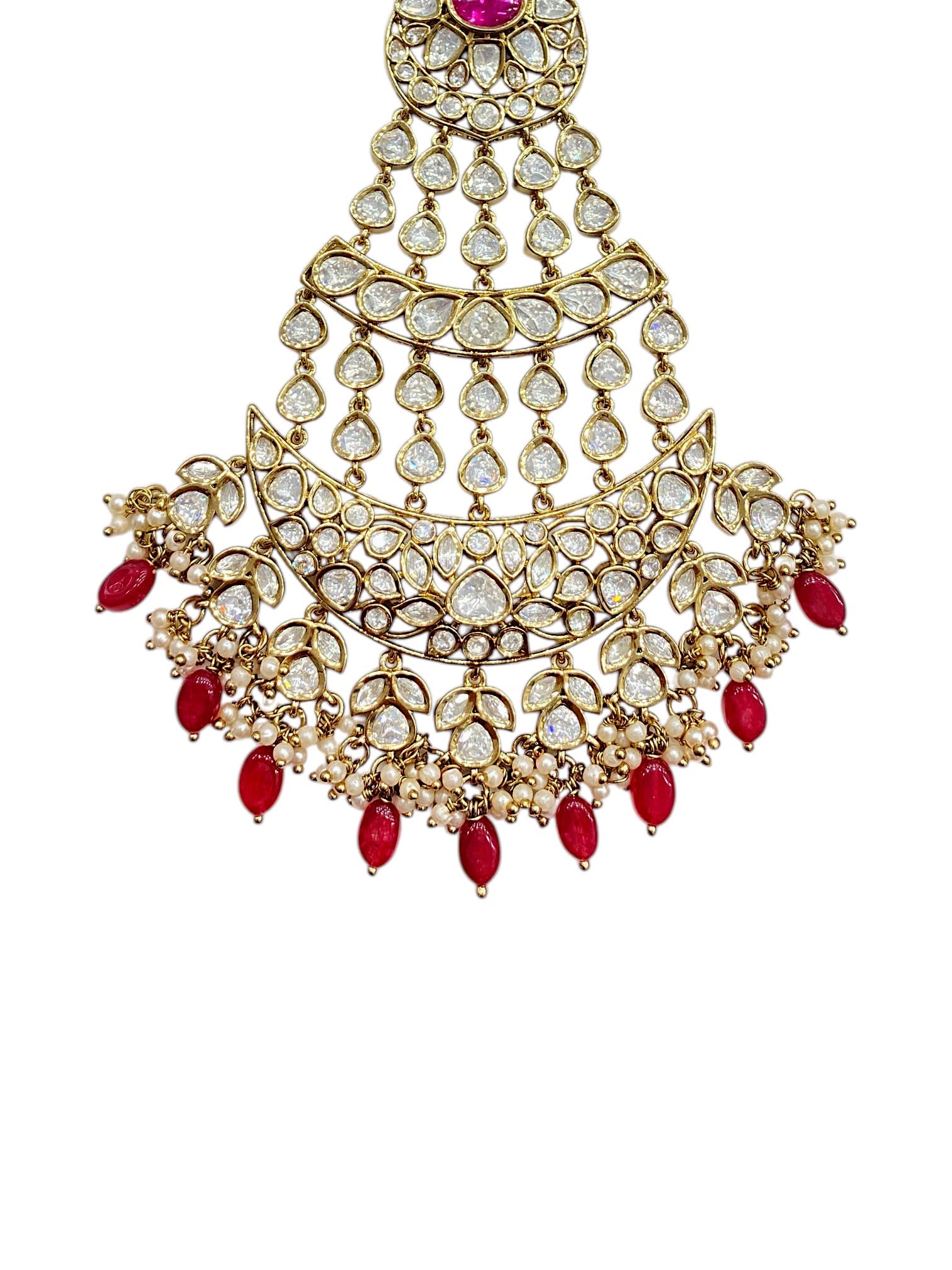 SIRINI Women's Handcrafted Ruby Bead Kundan Passa | Antique Polish thumbnail 3