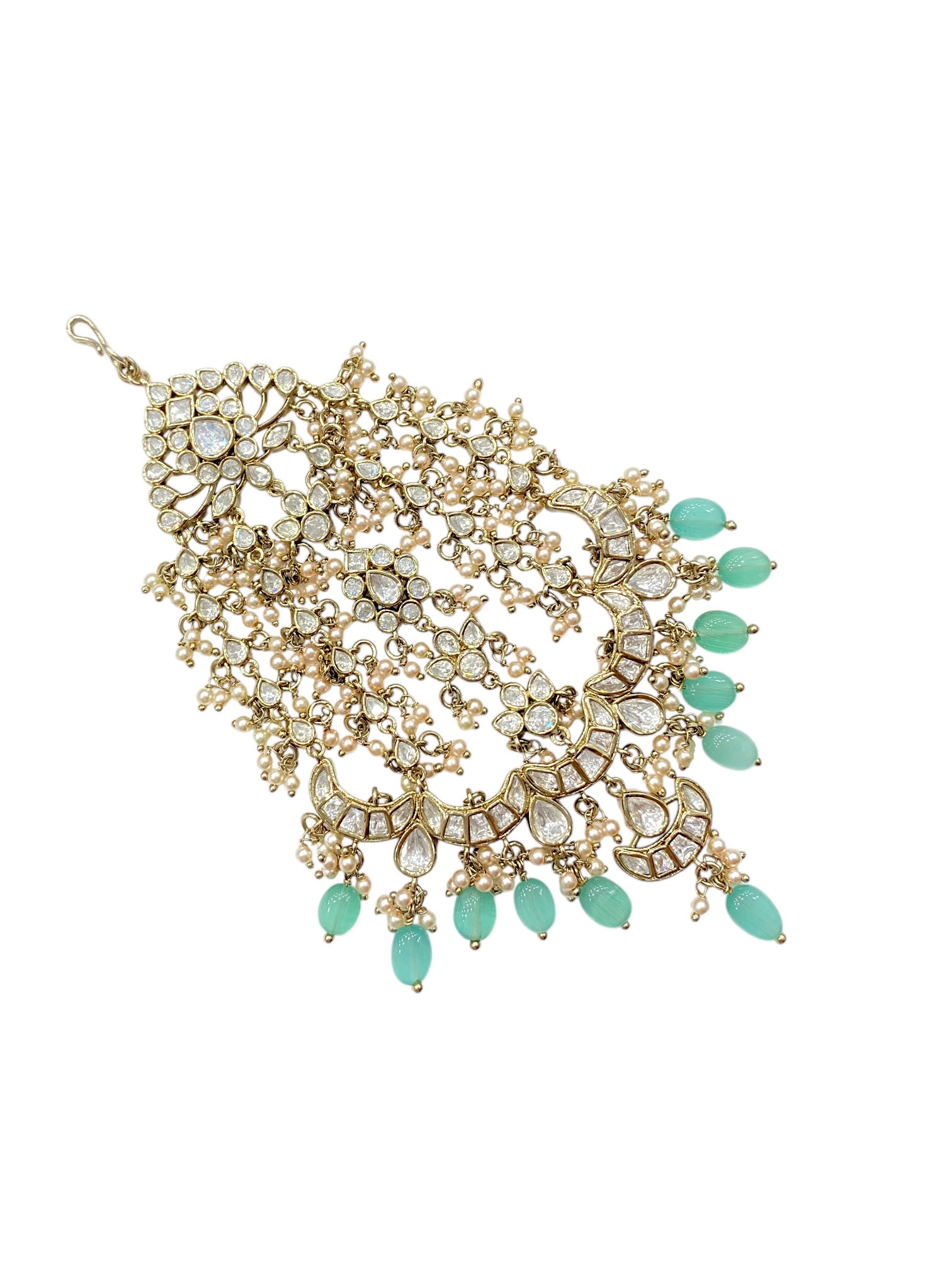 Sirini Mehendi Polish Mint Polki Passa – Eid Special Bridal Hair Accessory thumbnail 2