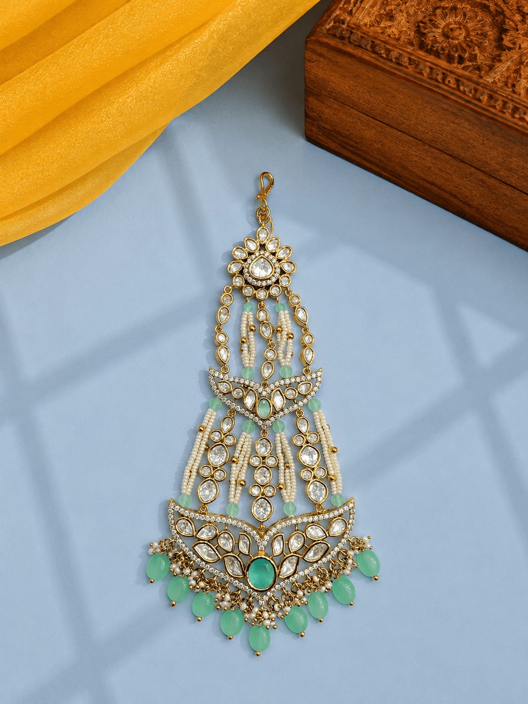 SIRINI Antique Polish Mint Polki Bridal Passa — main view | Sirini Jewellery