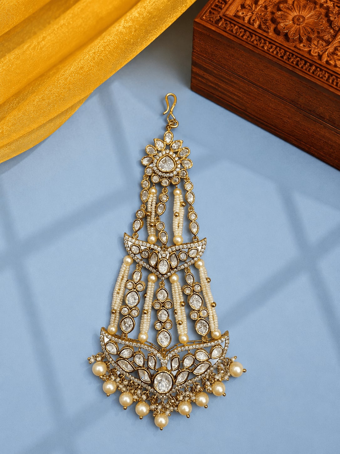 SIRINI Antique Polish White Polki Bridal Passa — main view | Sirini Jewellery