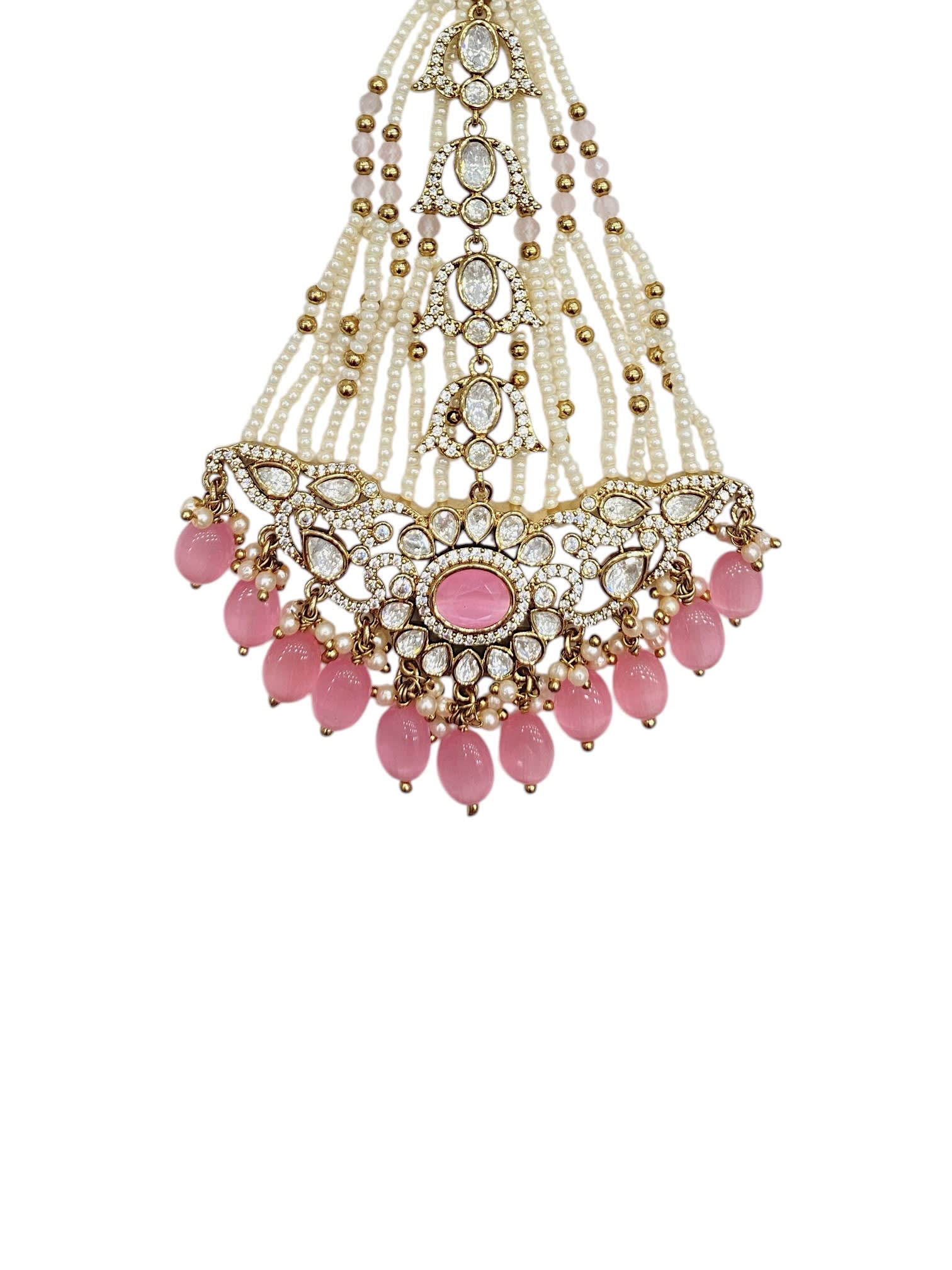 Antique Pink Polki Pearl Bridal Passa thumbnail 3
