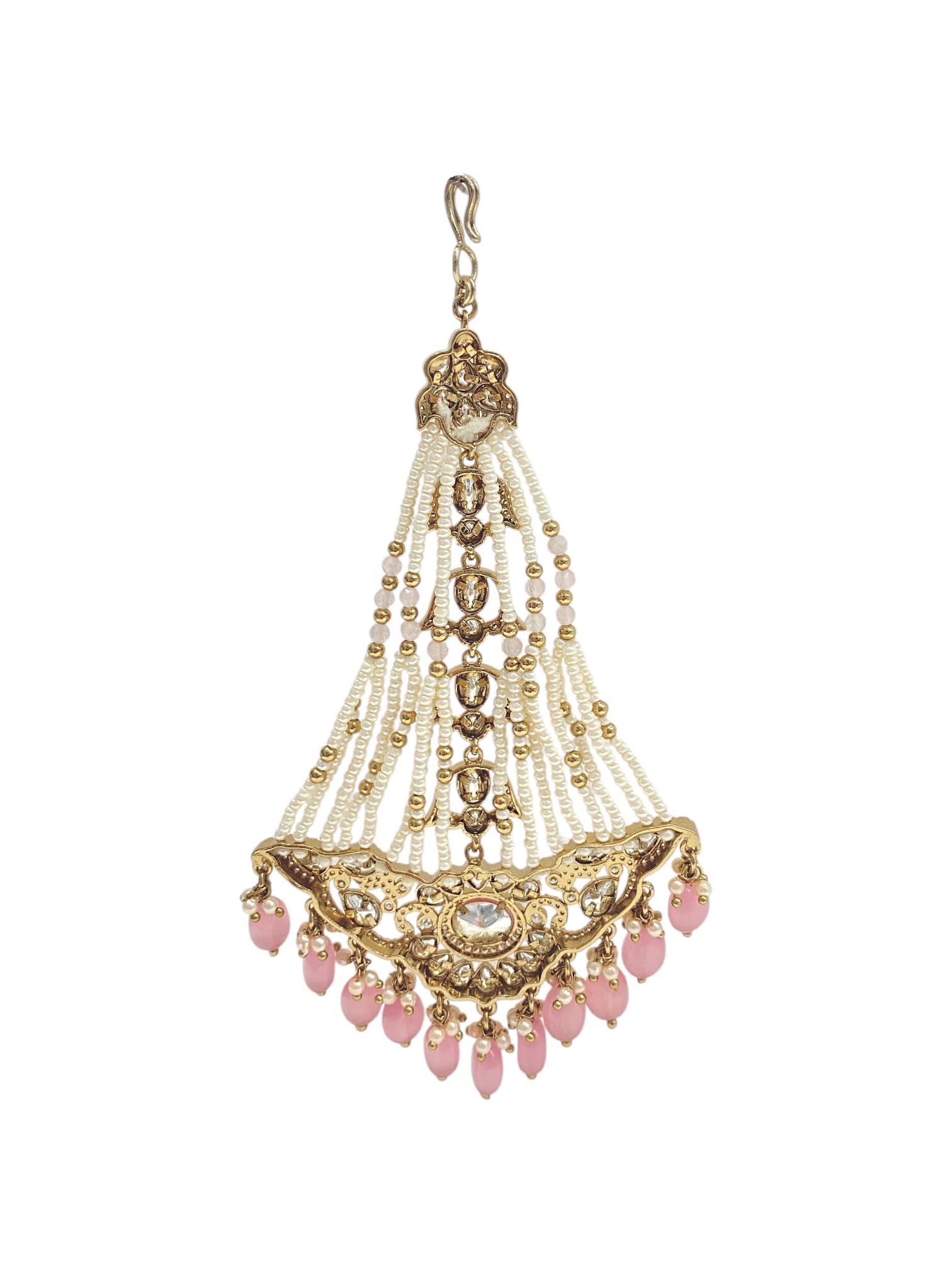 Antique Pink Polki Pearl Bridal Passa thumbnail 4
