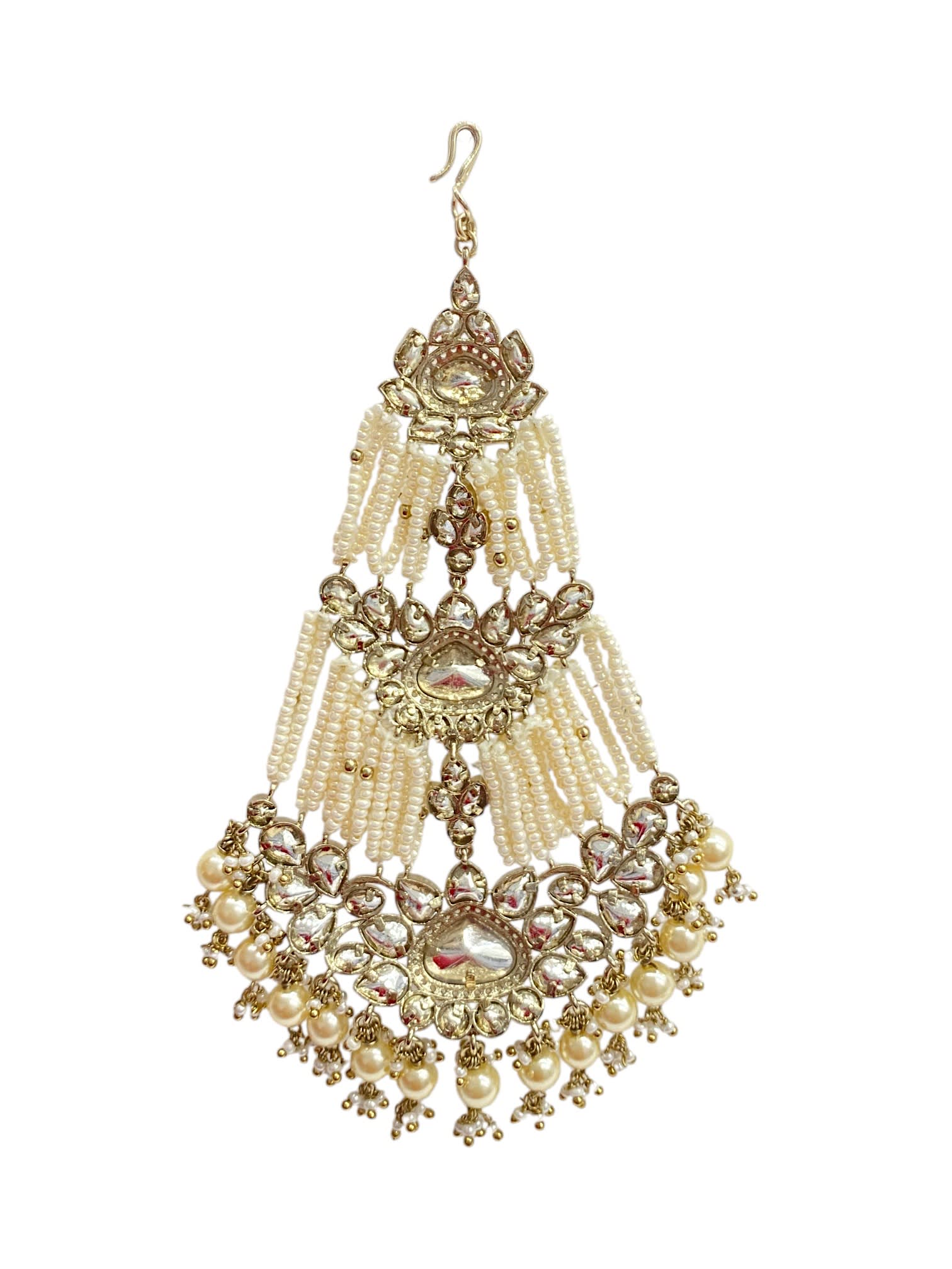 Sirini Pearl Cascade Kundan Passa – Mehendi Polish thumbnail 4