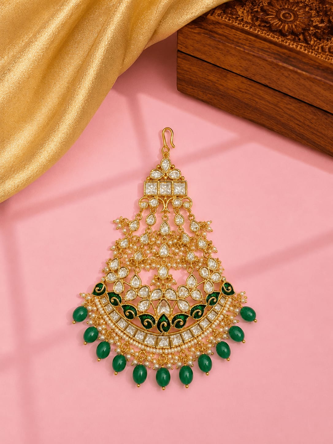 Sirini Emerald Beatific Kundan Passa — main view | Sirini Jewellery