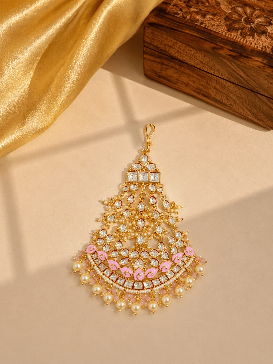 Sirini Pink Beatific Kundan Passa — main view | Sirini Jewellery