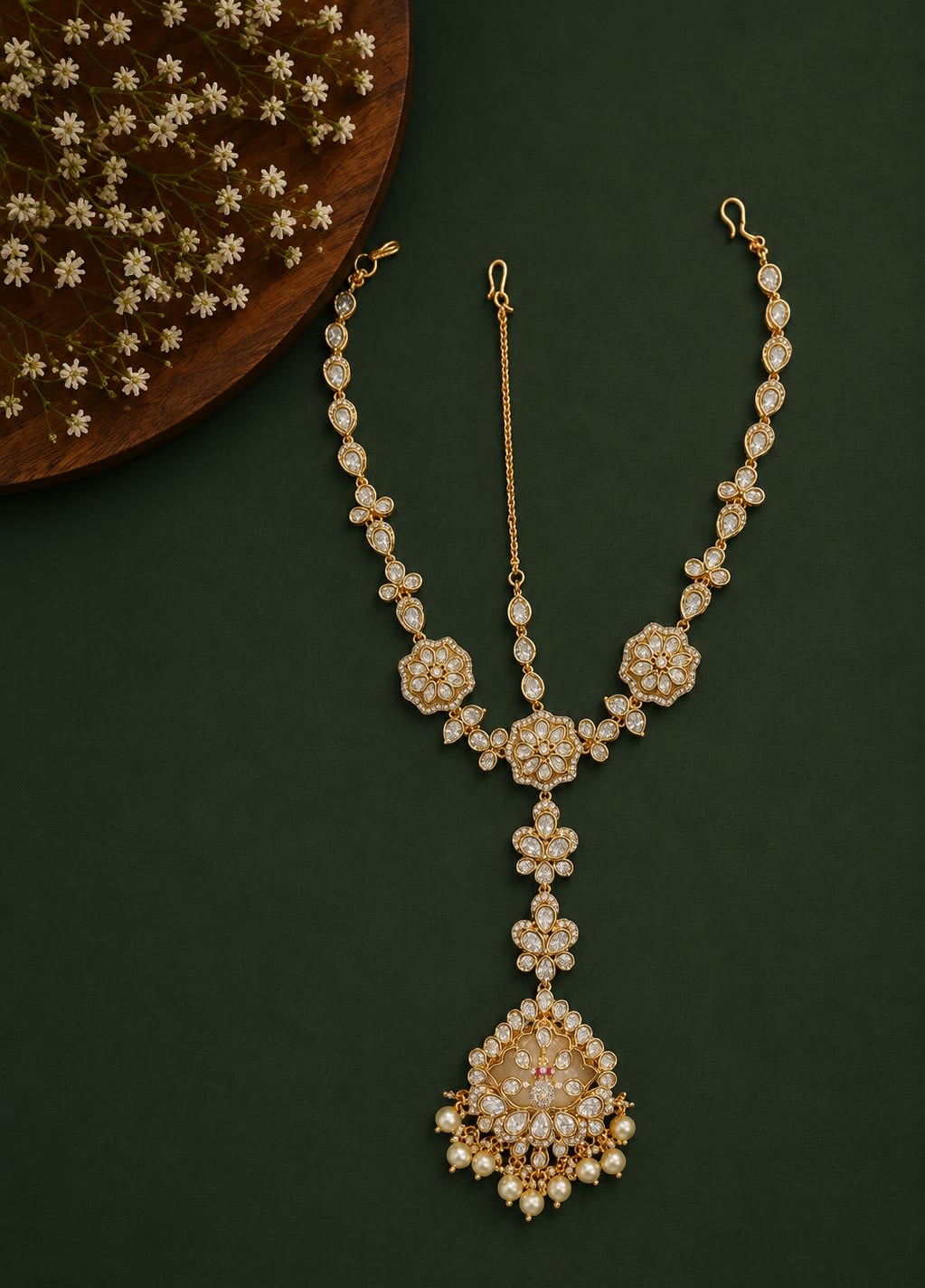 SIRINI White Kundan With Pearl Bridal Wedding  Damini  — main view | Sirini Jewellery