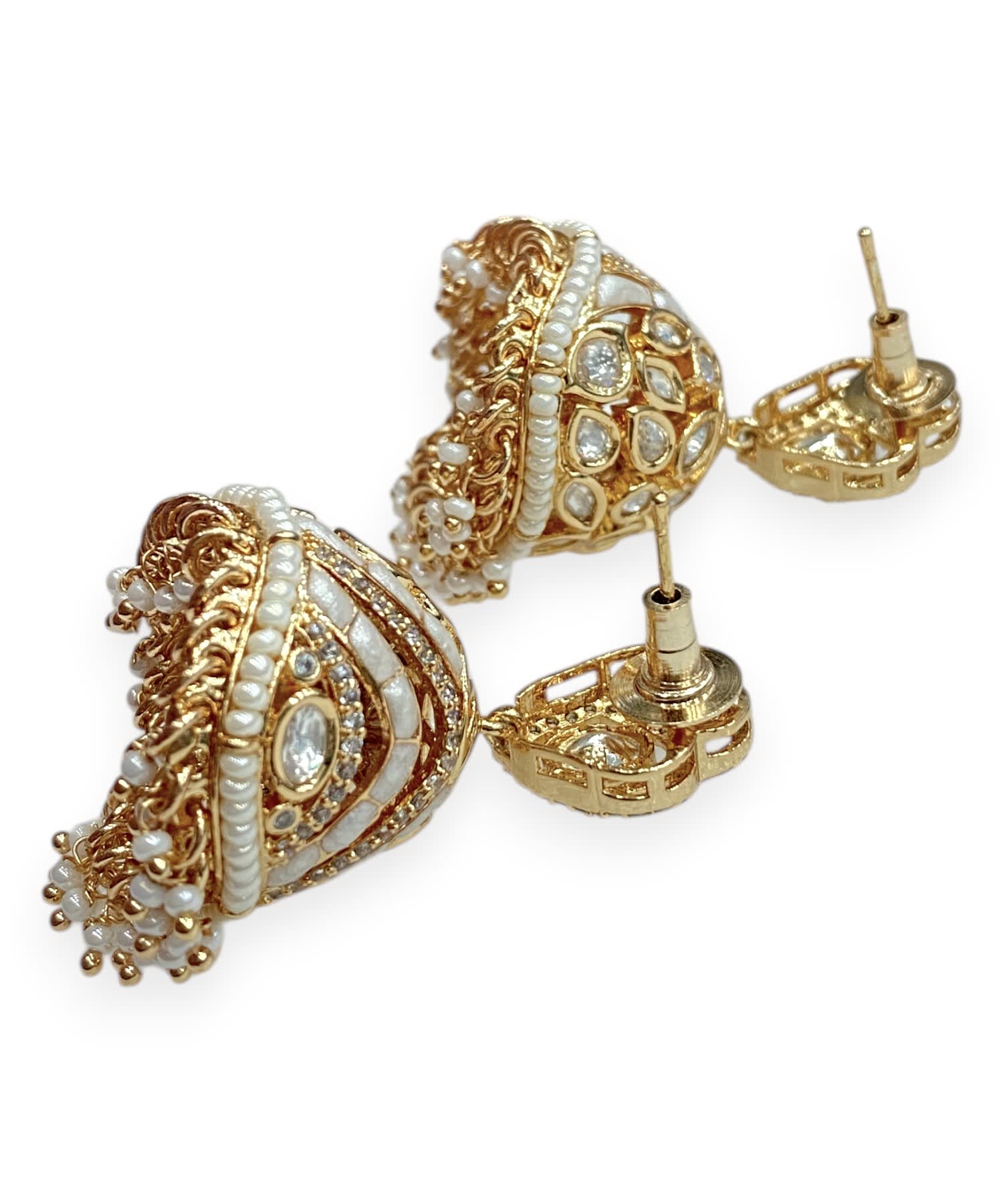 Navratri Kundan Chandbali Earrings — handcrafted earrings by Sirini Jewellery - back view
