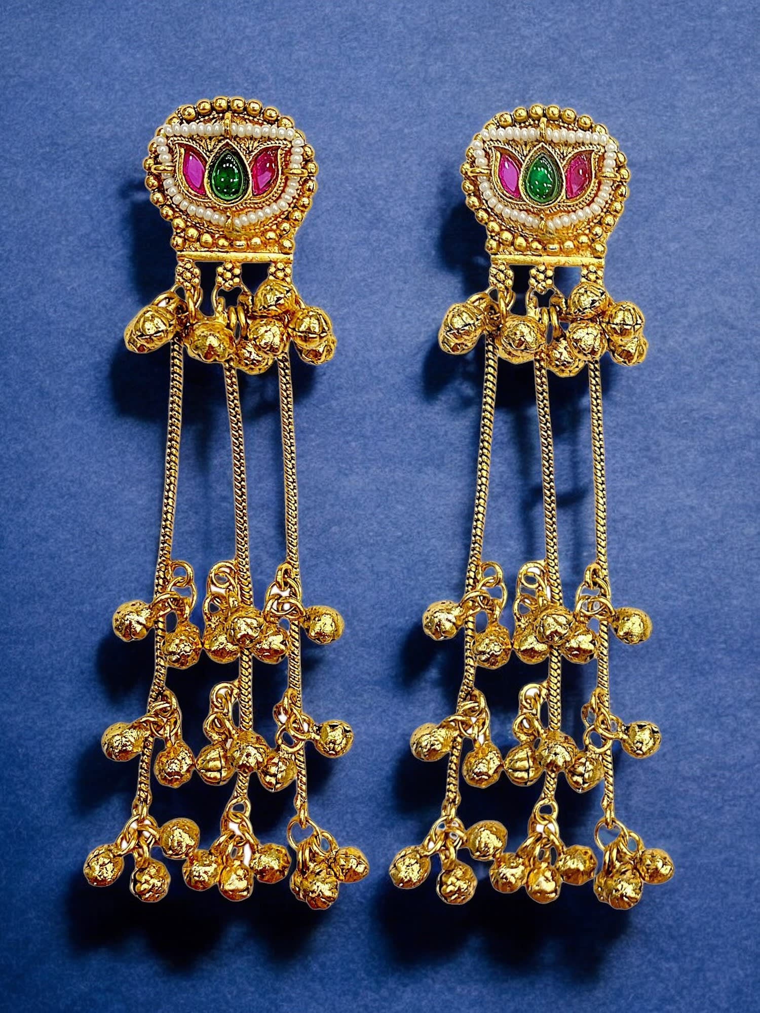 Puja Kundan Chandbali Earrings — handcrafted earrings by Sirini Jewellery - back view