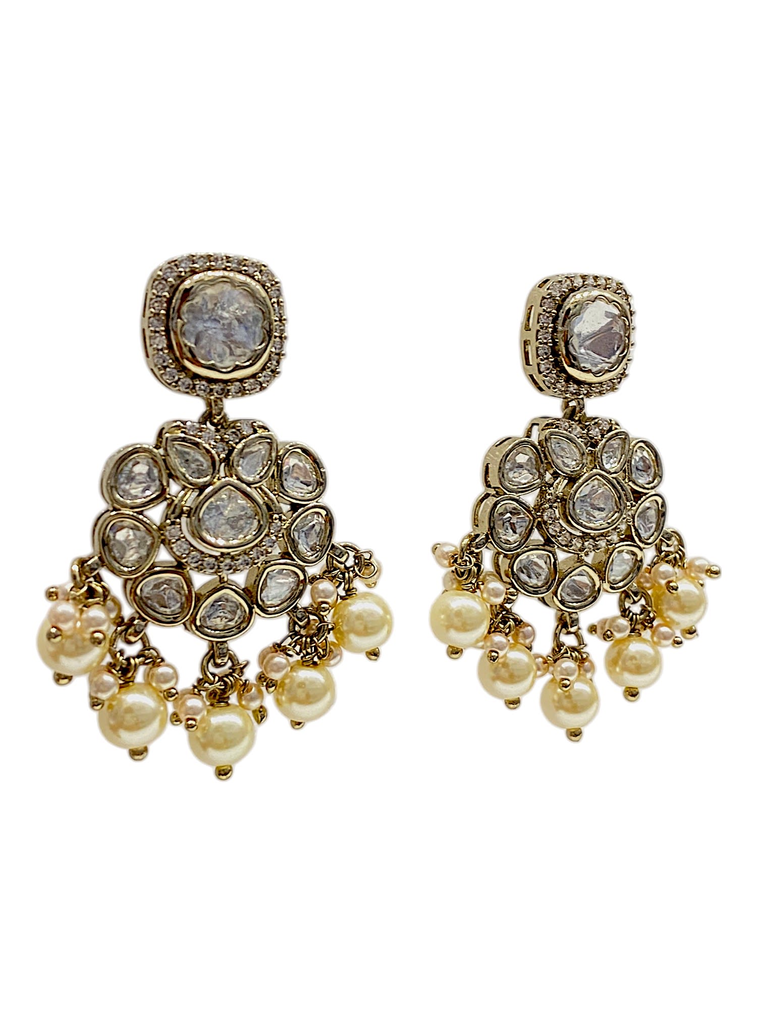 Festive Polki Jhumkas — handcrafted earrings by Sirini Jewellery - back view
