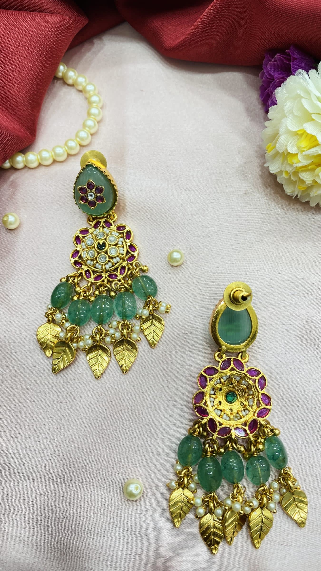Bridal Antique Gold Chandelier Earrings thumbnail 3