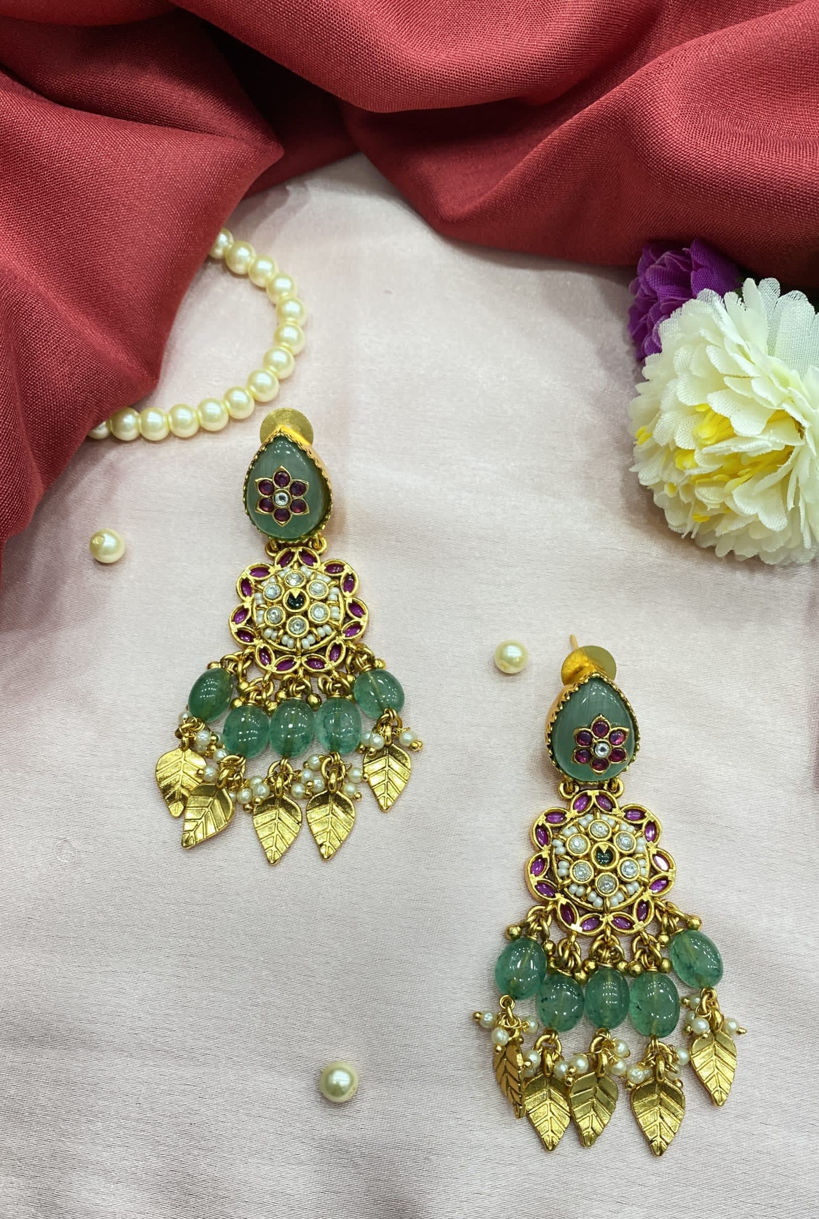 Bridal Antique Gold Chandelier Earrings thumbnail 4