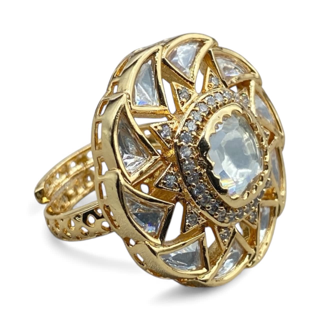 Festive Kundan Finger Ring — handcrafted finger-rings by Sirini Jewellery