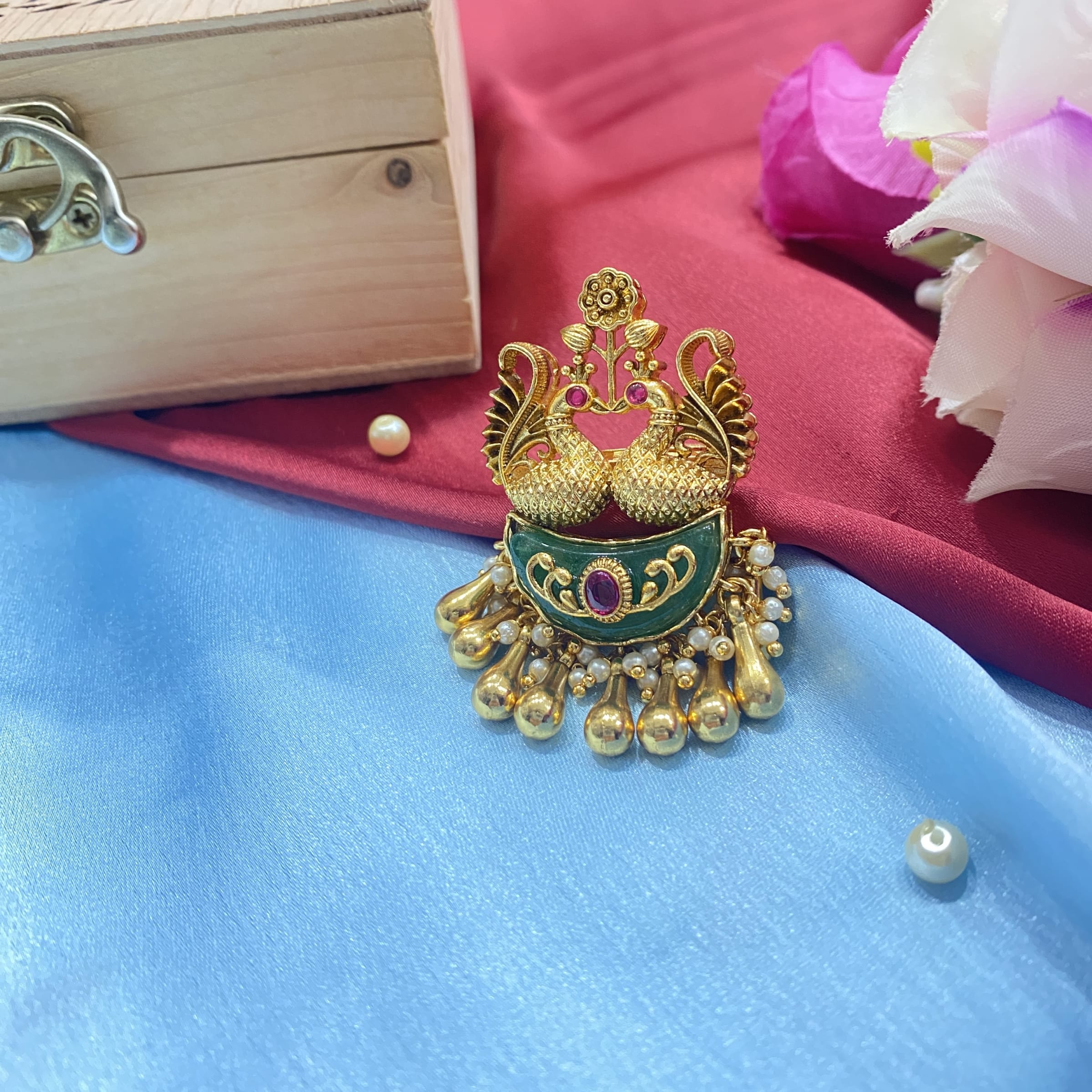 Navratri Kundan Ring — handcrafted finger-rings by Sirini Jewellery - back view