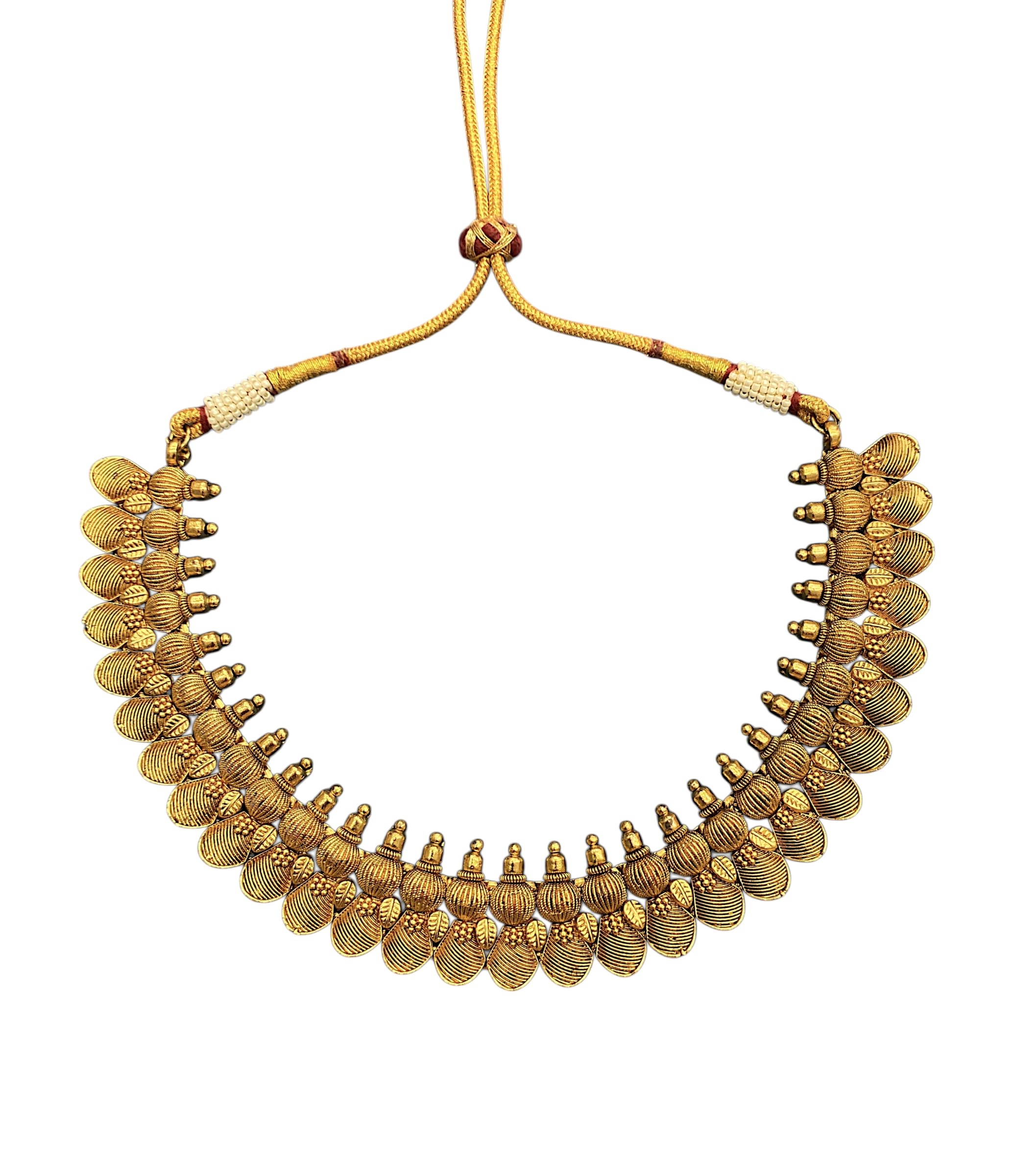 Festive Antique Gold Long Haar — handcrafted necklace-sets by Sirini Jewellery - back view