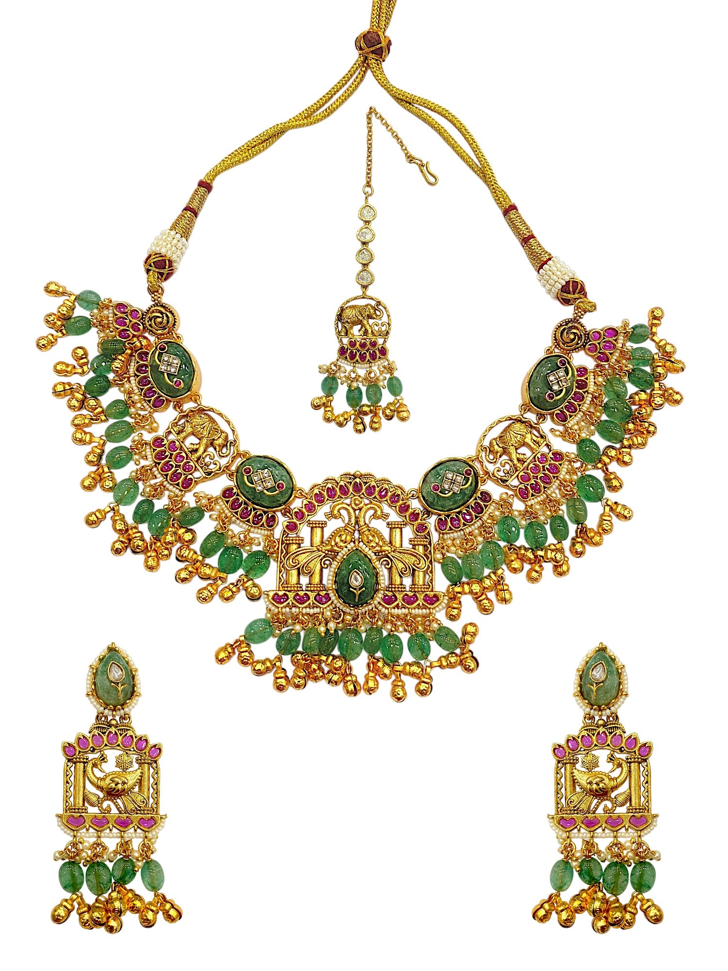 Dulhan Meenakari Layered Set — handcrafted necklace-sets by Sirini Jewellery - back view