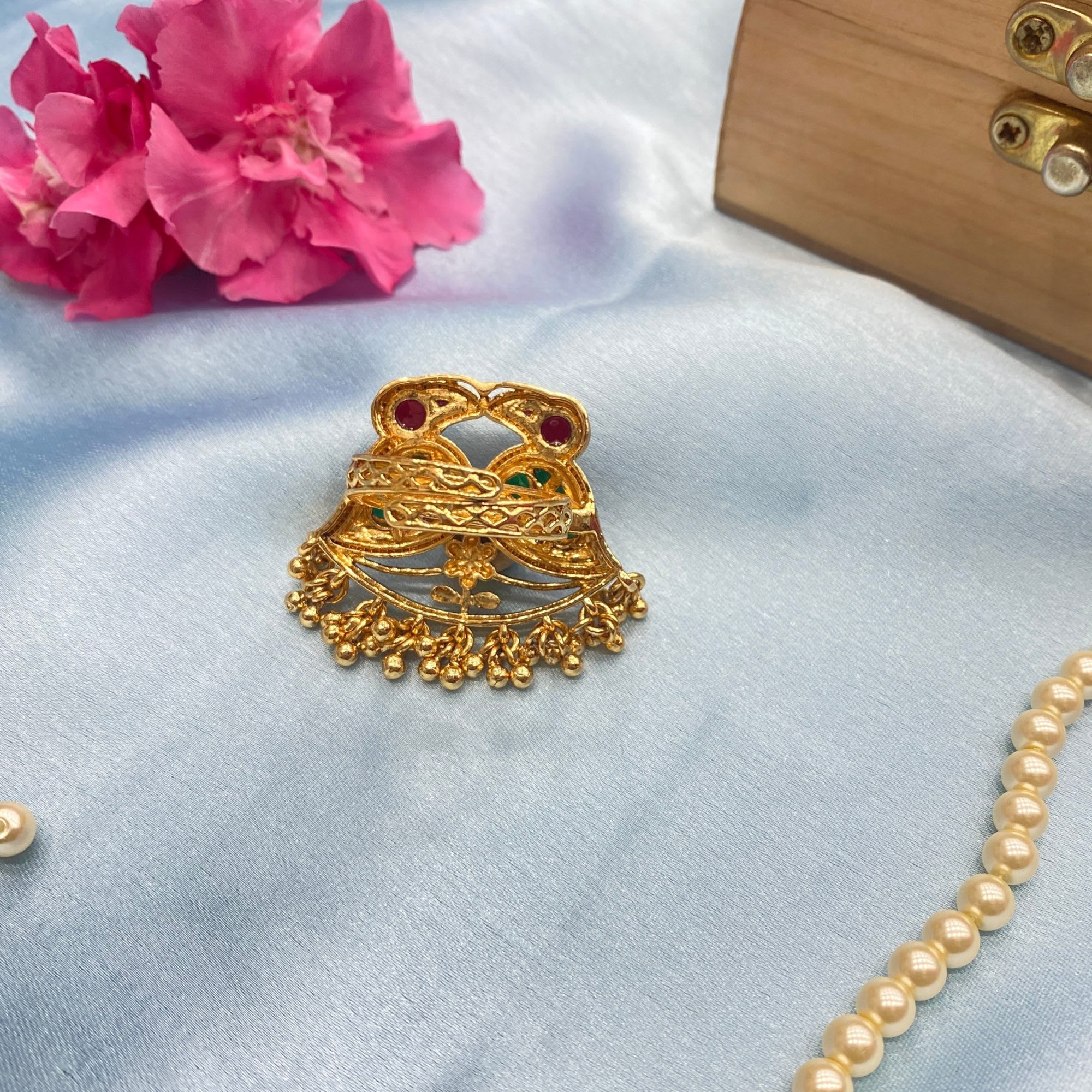 Navratri Antique Gold Ring Set thumbnail 4